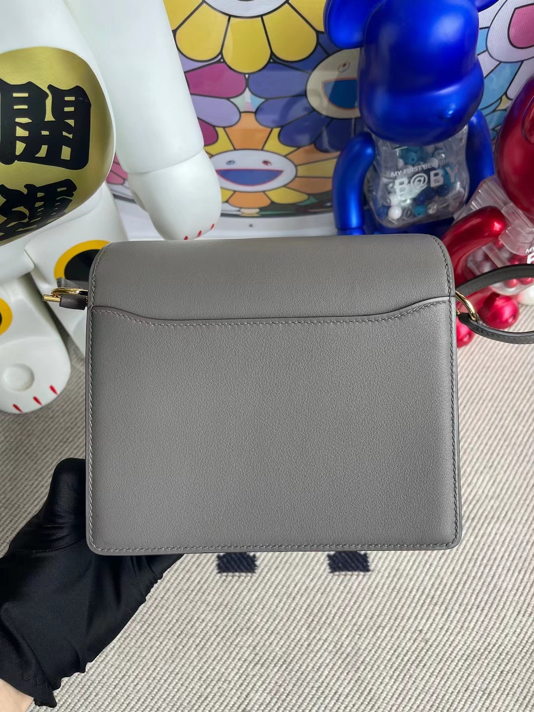 Hermès（爱马仕）Roulis 猪鼻子 Swift M8 沥青灰 金扣 19cm