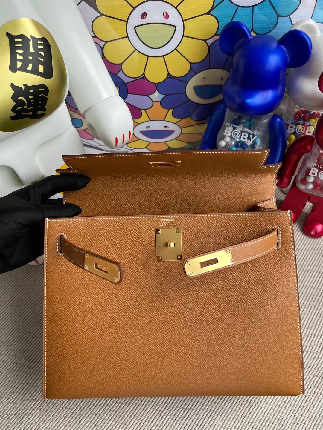 Hermès（爱马仕）Kelly 凯莉包 Epsom Ck37 金棕色 金扣 28cm 顶级工艺 全手工缝制 ghw stock