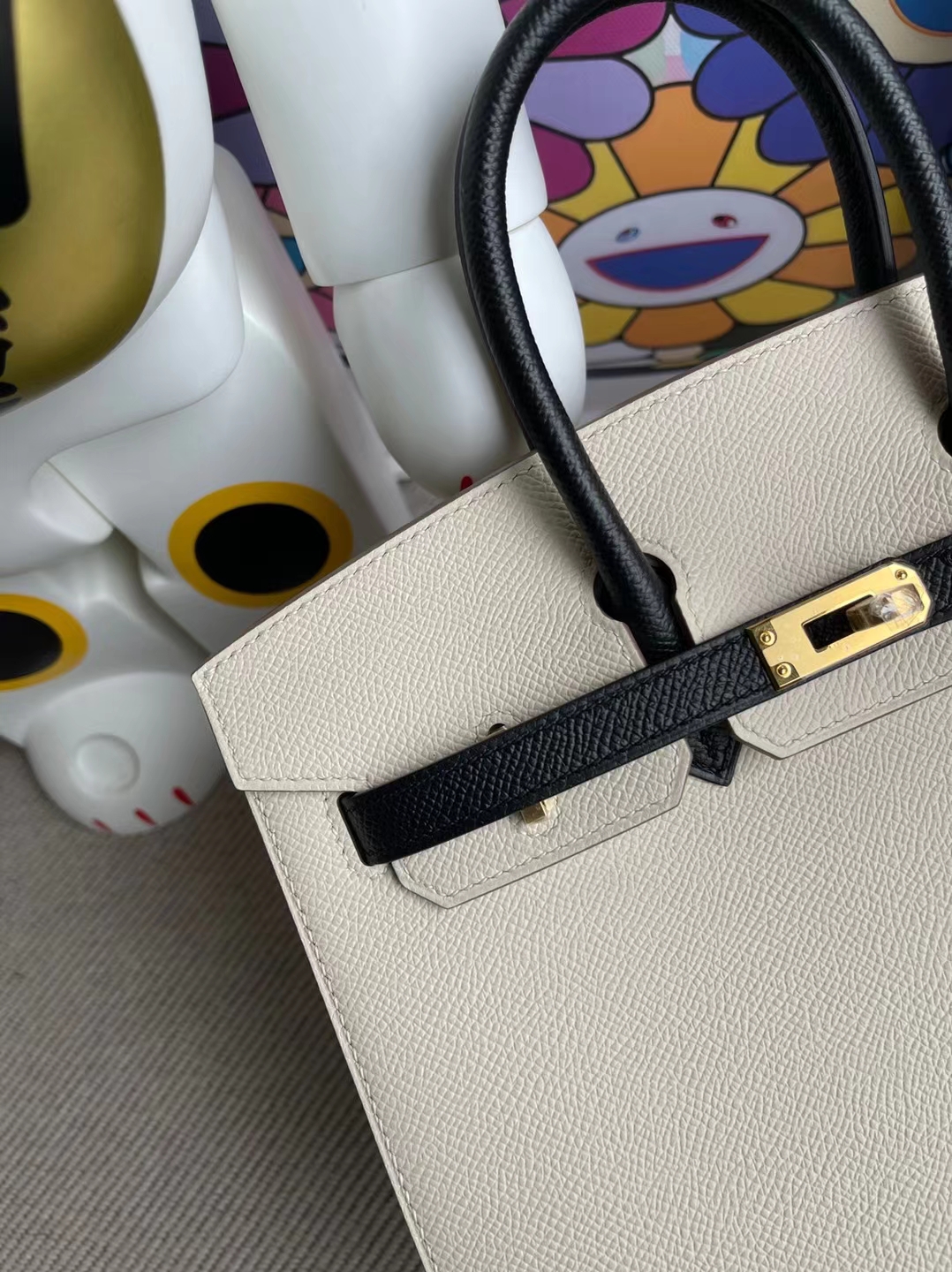 Hermès（爱马仕）Birkin 铂金包 Togo ck89 黑色 拼 01 纯白 银扣 马蹄印 25cm