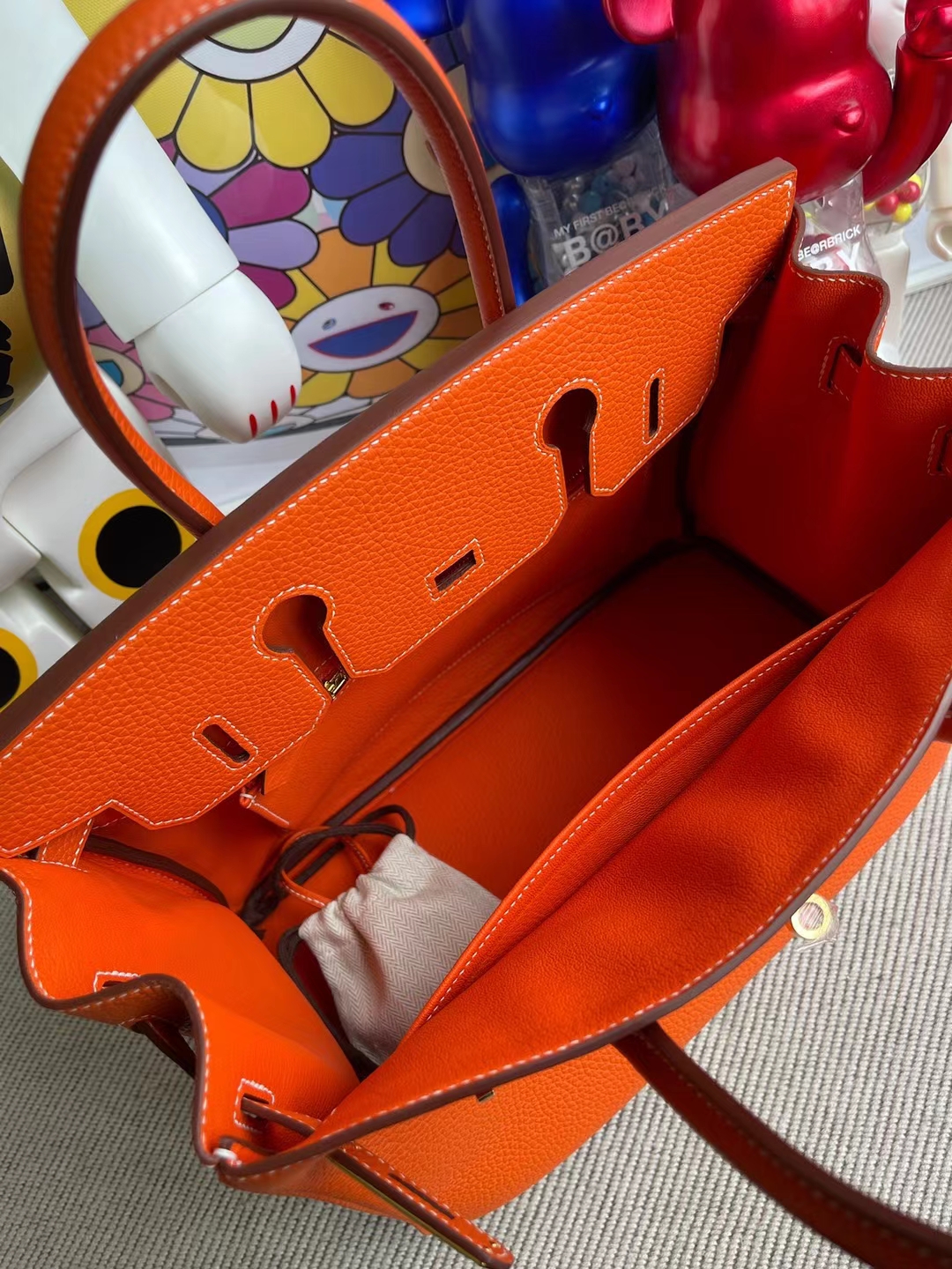 Hermès（爱马仕）Birkin 铂金包 Clemence 进口大牛皮 火焰橙 金扣 30cm