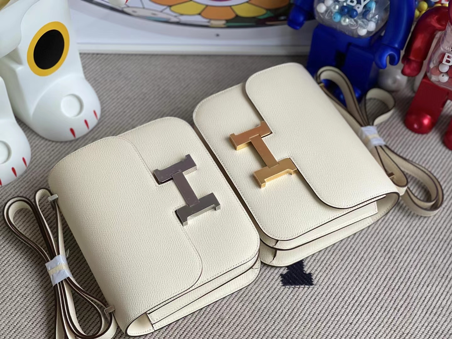 Hermès（爱马仕）Constance 空姐包 Epsom i2 奶油白 银扣 19cm