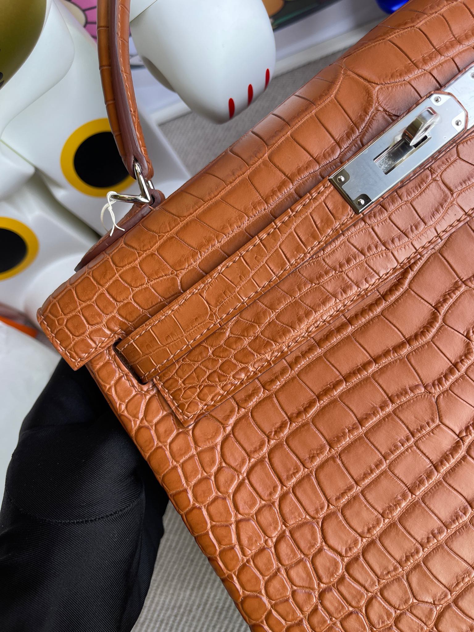 Hermès（爱马仕）Kelly 凯莉包 Porosus matt 雾面鳄鱼 金棕色 Gold 银扣 32cm 顶级手缝