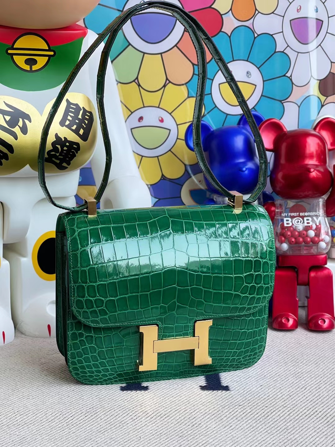 Hermès（爱马仕）Constance 康康 亮面尼罗鳄 shiny nilo crocodile 1L 仙人掌绿 金扣 24cm