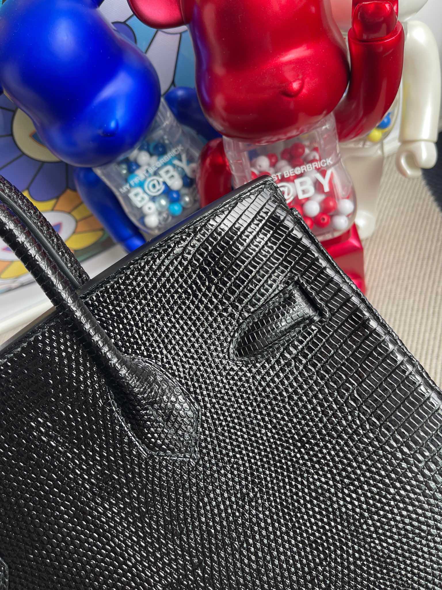 Hermès（爱马仕）Birkin 铂金包 Lizard 进口亮面蜥蜴 ck89 黑色 Noir 金扣 30cm 顶级手缝