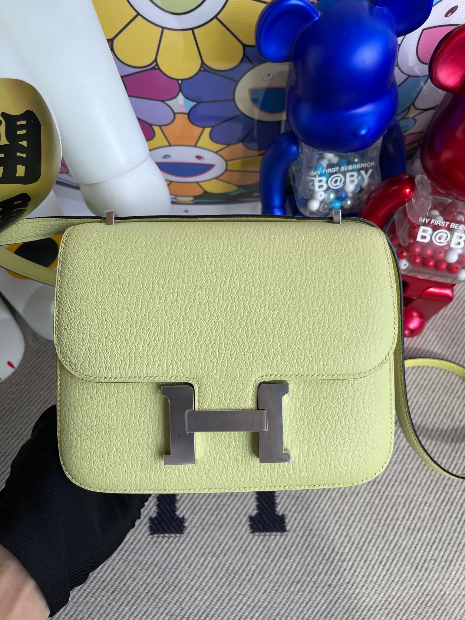 Hermès（爱马仕）Constance 康斯坦斯 Chevre 山羊皮 R9 嫩芽绿 银扣 18cm 顶级手缝