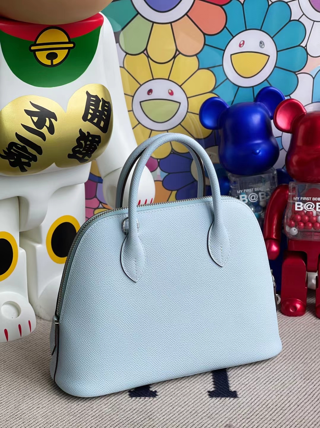 Hermès(爱马仕)Bolide 保龄球包 evercolor T0 雾蓝色 银扣 25cm 顶级工艺 全手工缝制-拉尔森鳄鱼皮具定制 - 爱马仕包包官网 Hermès(爱马仕)Bolide 保龄球包 evercolor T0 雾蓝色 银扣 25cm 顶级工艺 全手工缝制