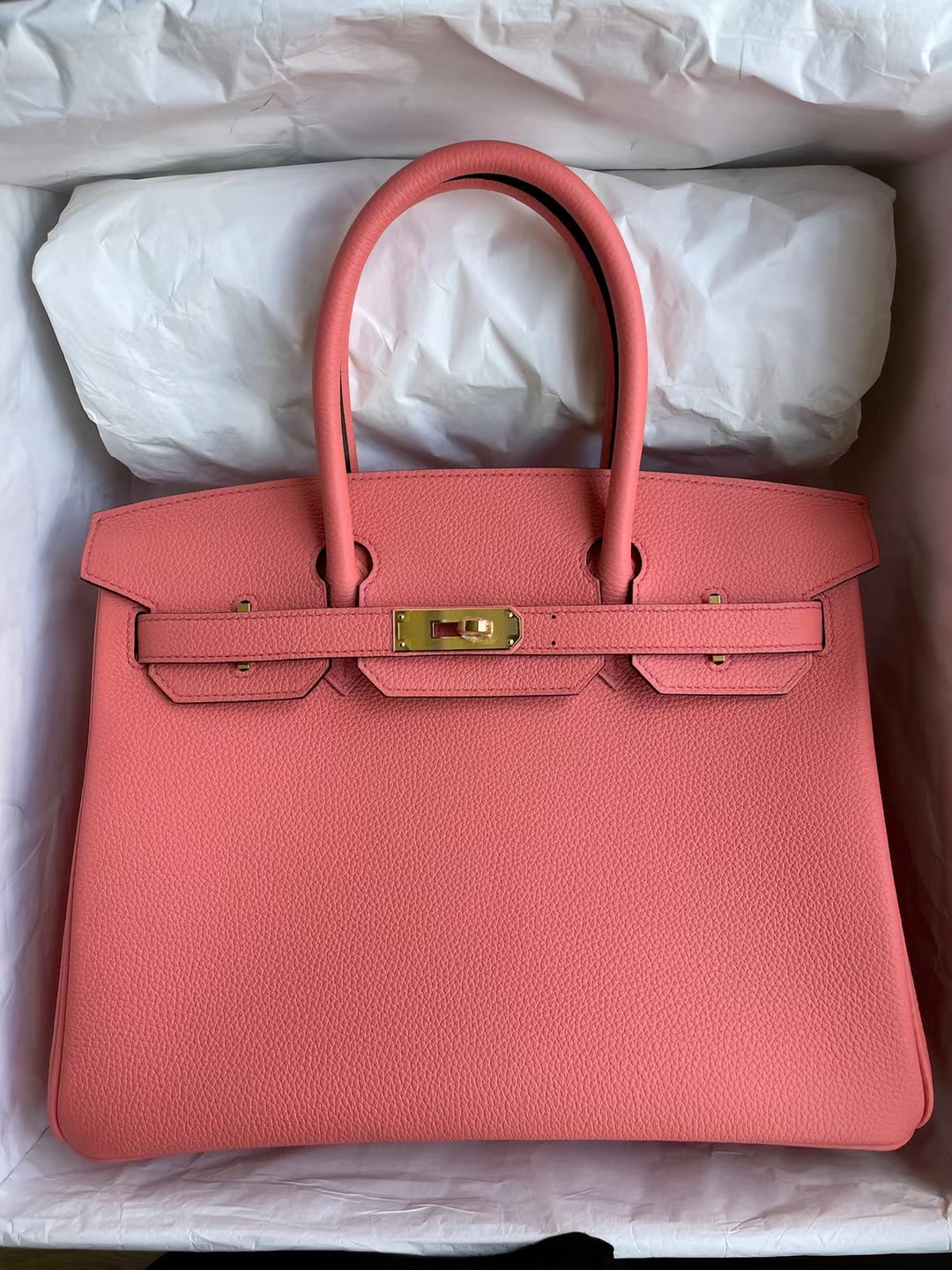 Hermès(爱马仕)Birkin 铂金包 Togo 新龙虾粉 金扣 30cm 顶级工艺 全手工缝制 stock-拉尔森鳄鱼皮具定制 - 爱马仕包包官网 Hermès(爱马仕)Birkin 铂金包 Togo 新龙虾粉 金扣 30cm 顶级工艺 全手工缝制 stock