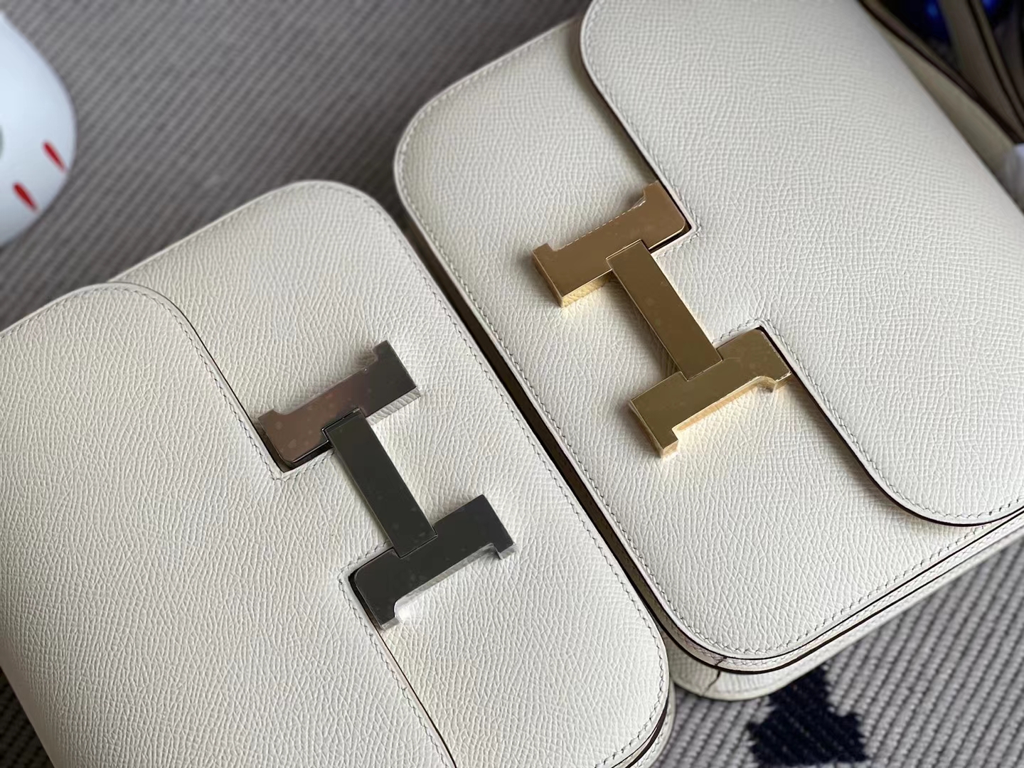 Hermès（爱马仕）Constance 空姐包 Epsom i2 奶油白 银扣 19cm