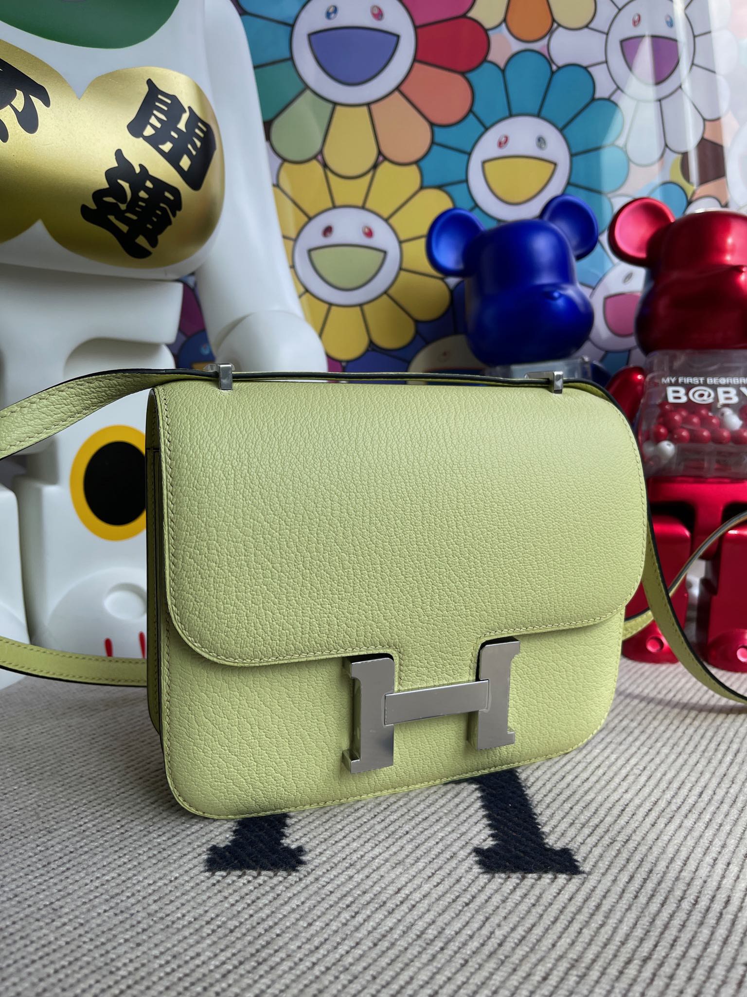 Hermès（爱马仕）Constance 康斯坦斯 Chevre 山羊皮 R9 嫩芽绿 银扣 18cm 顶级手缝
