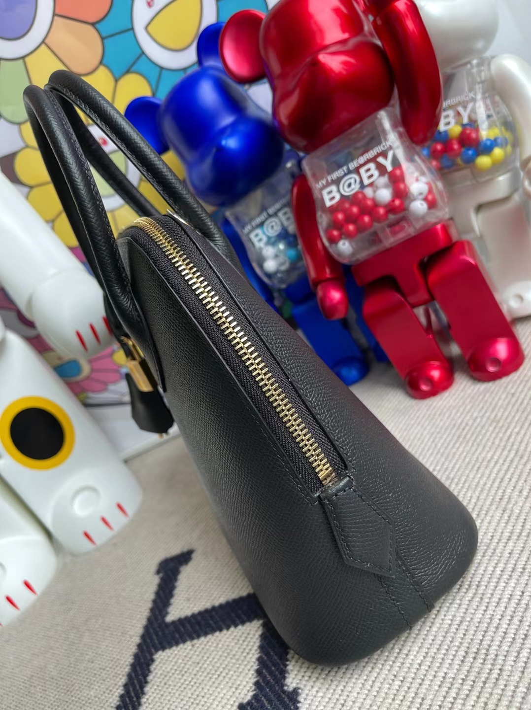 Hermès（爱马仕）Bolide 保龄球包 evercolor Ck89 黑色 金扣 25cm 顶级工艺 全手工缝制