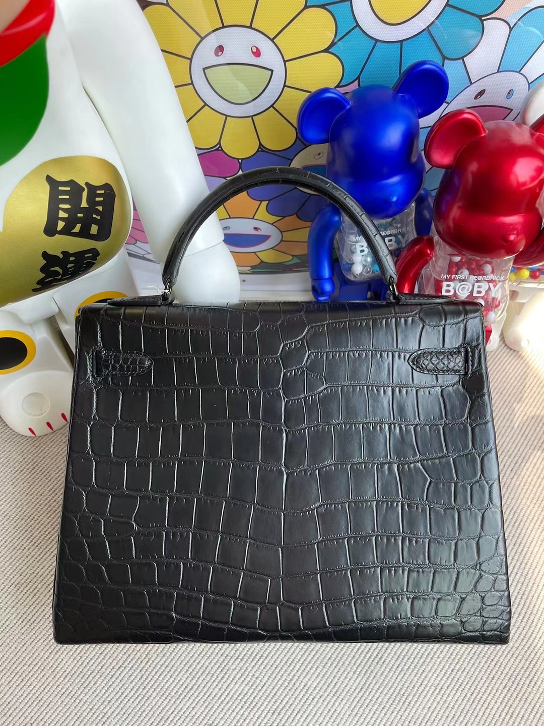 Hermès（爱马仕）Kelly 凯莉包 雾面尼罗鳄 Ck89 黑色 So Black 黑扣 32cm 全手工缝制