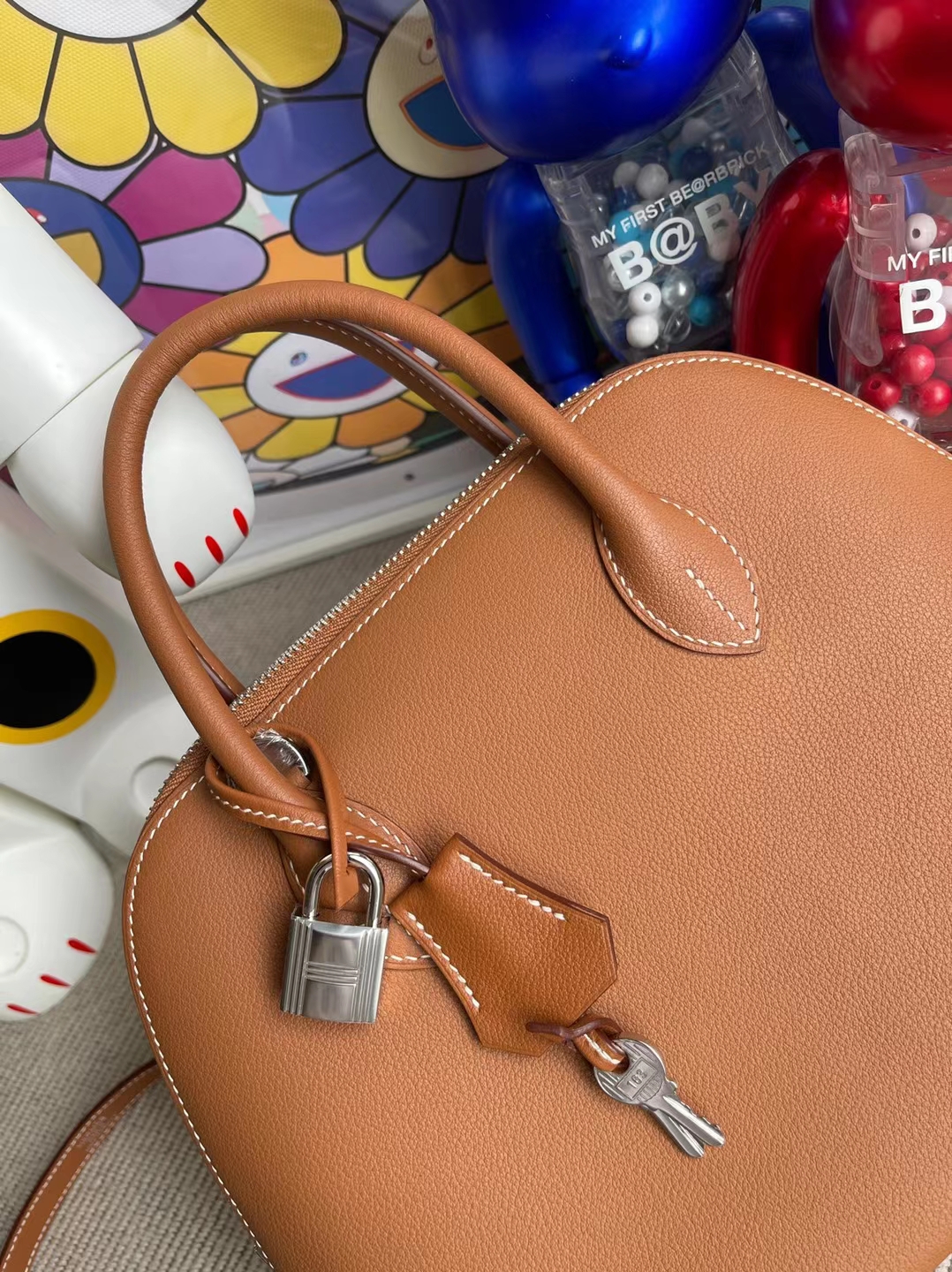 Hermès（爱马仕）Bolide 保龄球包 evercolor ck37 金棕色 银扣 25cm 顶级工艺 全手工缝制