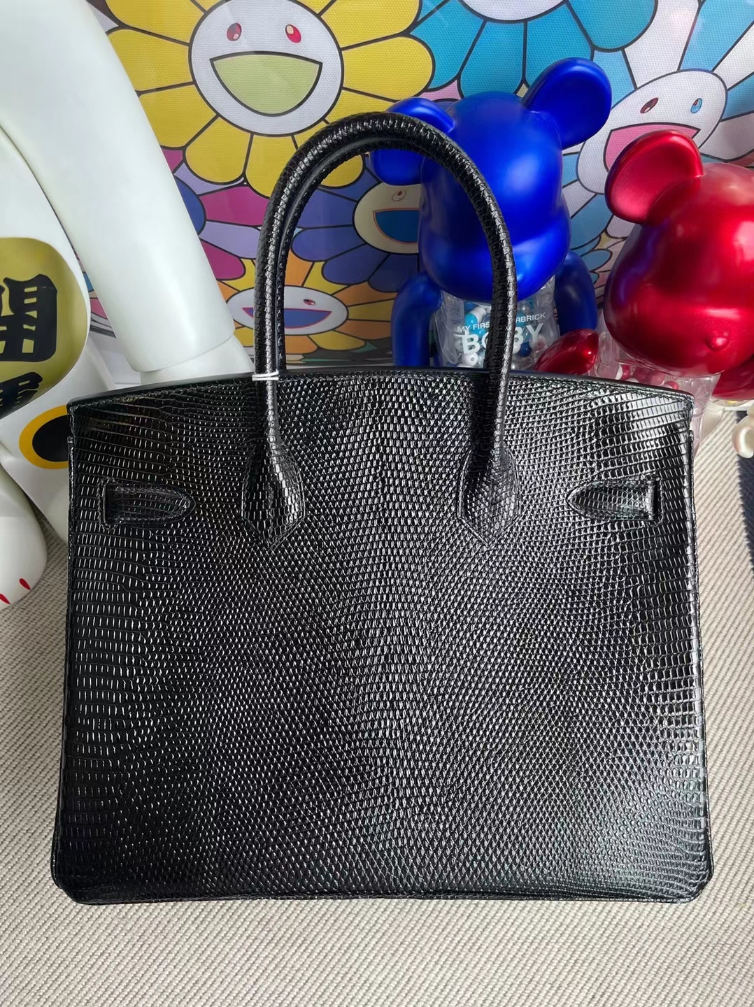 Hermès（爱马仕）Birkin 铂金包 Lizard 进口蜥蜴皮 Ck89 黑色 金扣 30cm
