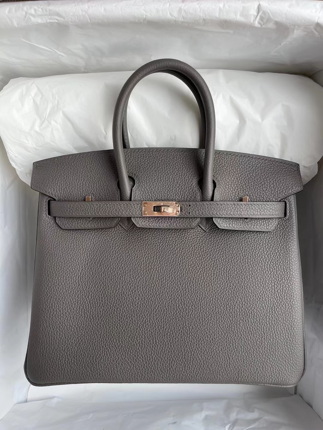 Hermès(爱马仕)Birkin 铂金包 Togo 8F 锡器灰 玫瑰金扣 rose gold hardware 25cm 全手工缝制-拉尔森鳄鱼皮具定制 - 爱马仕包包官网 Hermès(爱马仕)Birkin 铂金包 Togo 8F 锡器灰 玫瑰金扣 rose gold hardware 25cm 全手工缝制