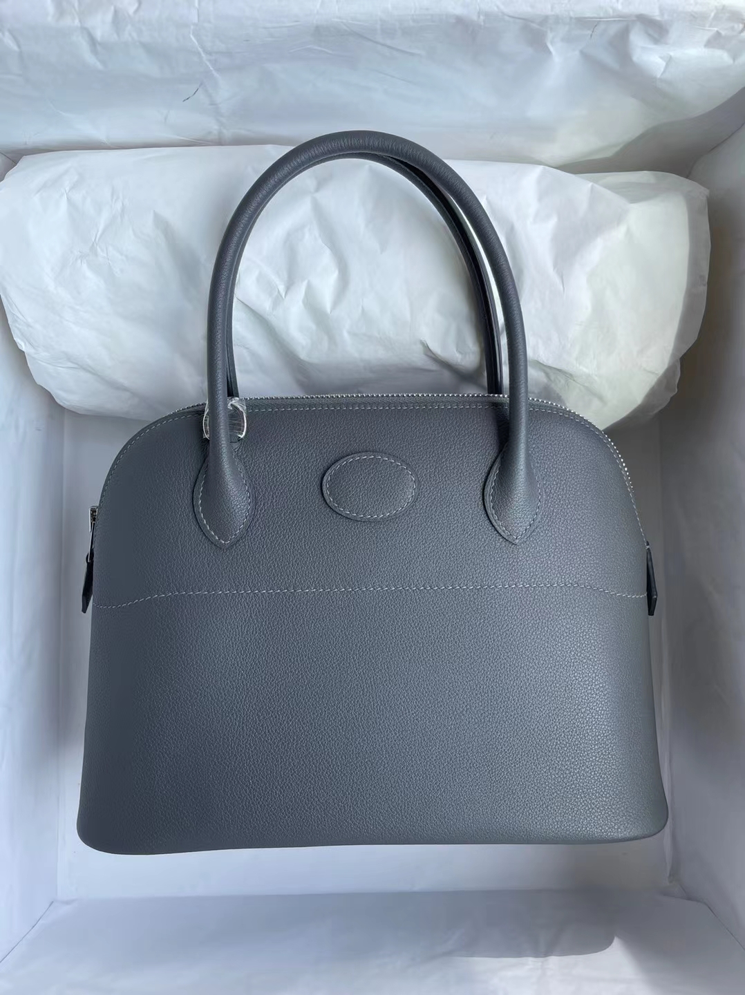 Hermès（爱马仕）Bolide 保龄球包 evercolor 8f 锡器灰 银扣 25cm