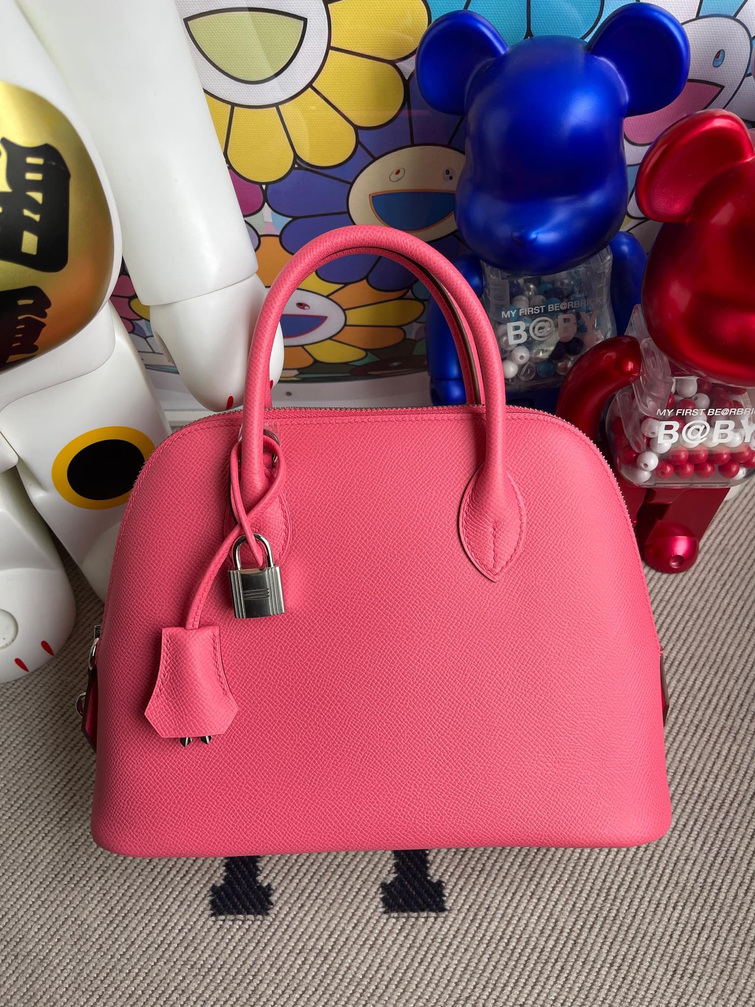 Hermès(爱马仕)Bolide 保龄球包 Epsom 原厂掌纹皮 8w 唇膏粉 银扣 25cm 顶级手缝-拉尔森鳄鱼皮具定制 - 爱马仕包包官网 Hermès(爱马仕)Bolide 保龄球包 Epsom 原厂掌纹皮 8w 唇膏粉 银扣 25cm 顶级手缝