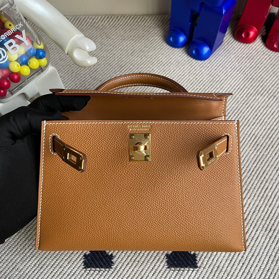 Hermès(爱马仕)Mini kelly ll Epsom 原厂掌纹皮 ck37 金棕色 gold 金扣 顶级手缝-拉尔森鳄鱼皮具定制 - 爱马仕包包官网 Hermès(爱马仕)Mini kelly ll Epsom 原厂掌纹皮 ck37 金棕色 gold 金扣 顶级手缝