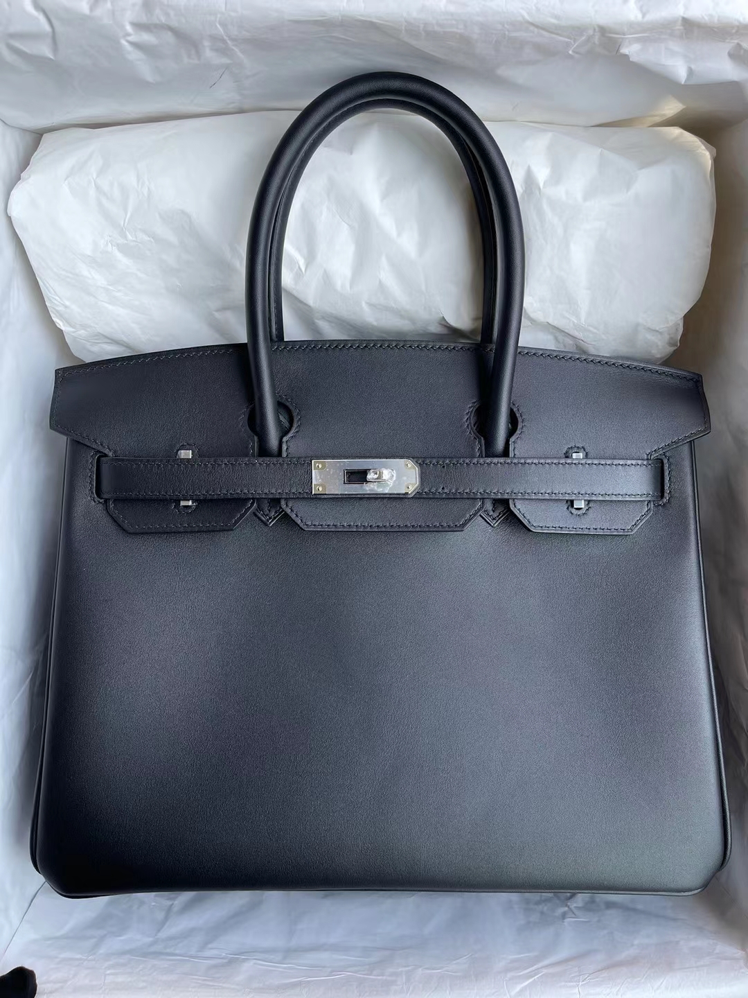 Hermès（爱马仕）Birkin 铂金包 Jonathan Ck89 黑色 银扣 30cm
