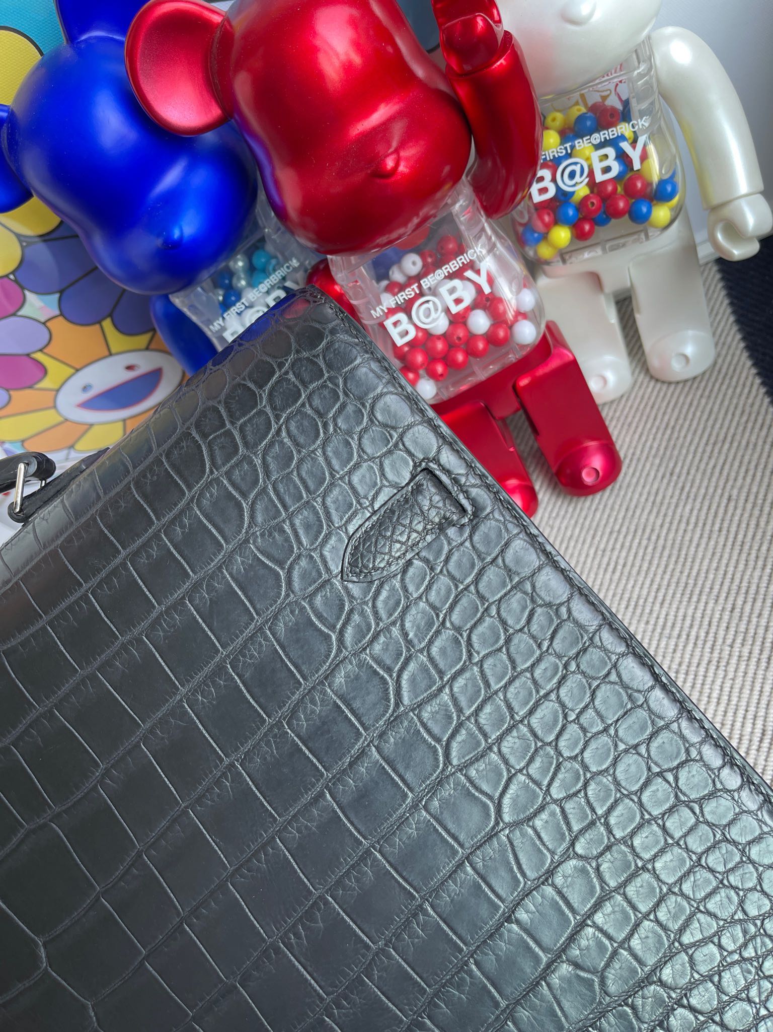 Hermès（爱马仕）Kelly depeche porosus matt 雾面鳄鱼 ck89 黑色 Noir 银扣 38cm 顶级手缝