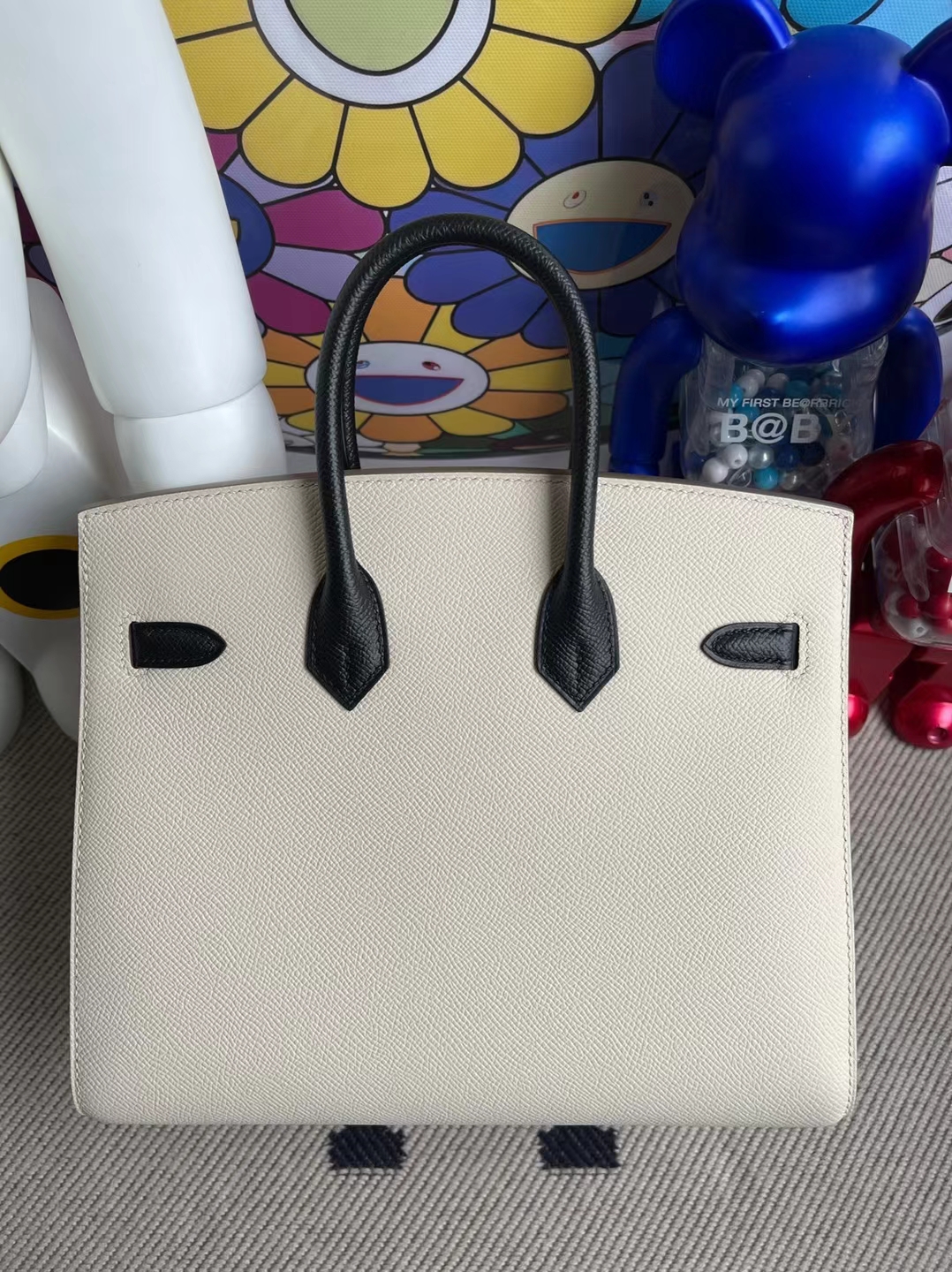 Hermès（爱马仕）Birkin 铂金包 Togo ck89 黑色 拼 01 纯白 银扣 马蹄印 25cm