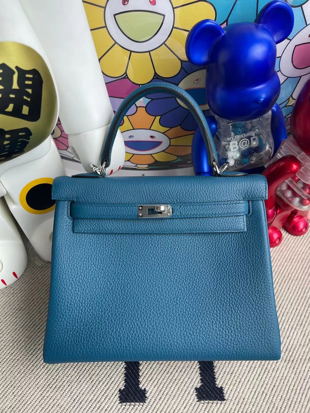 Hermès（爱马仕）Kelly 凯莉包 togo 加利西亚蓝 银扣 25cm
