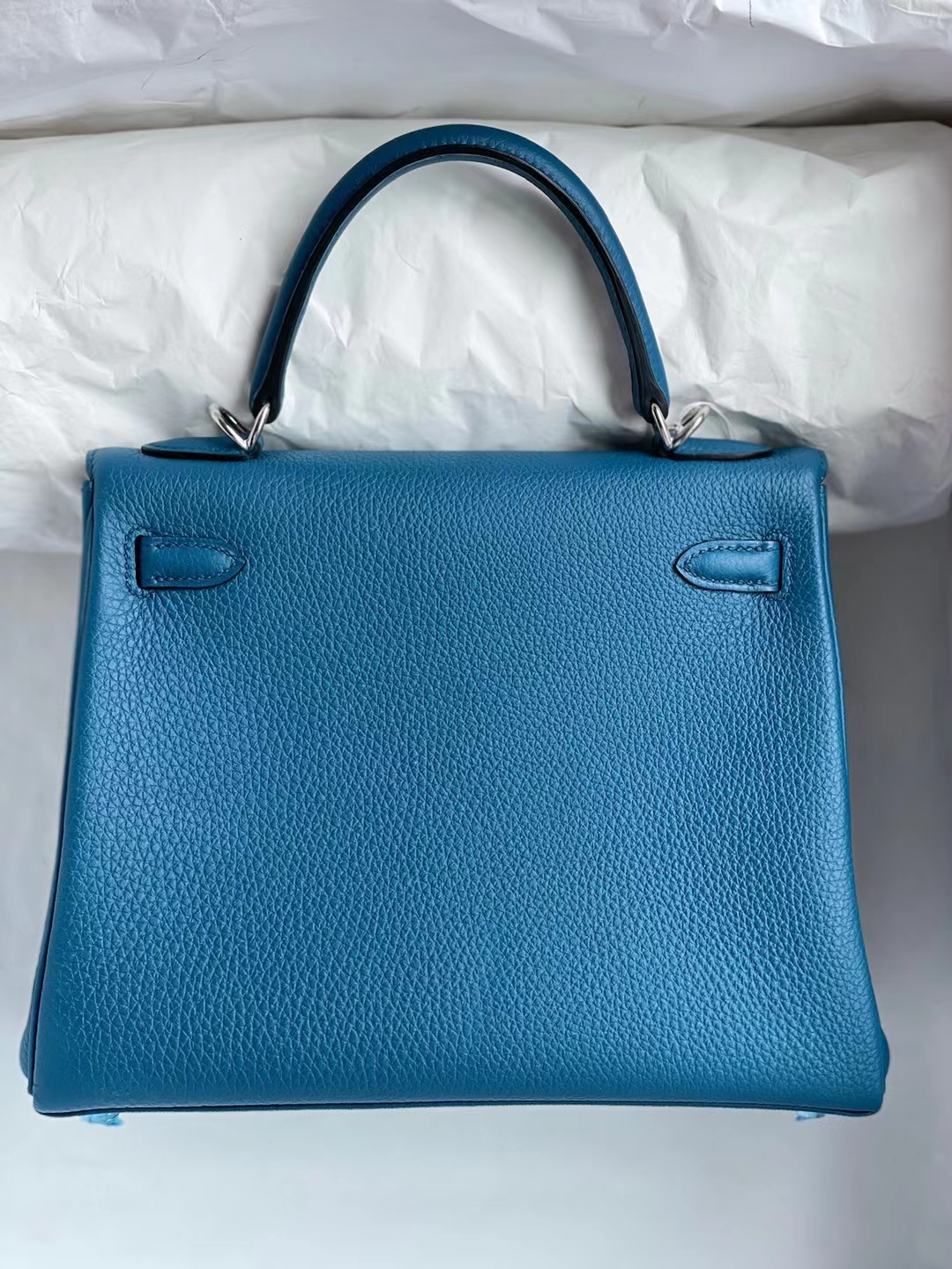 Hermès（爱马仕）Kelly 凯莉包 togo 加利西亚蓝 银扣 25cm