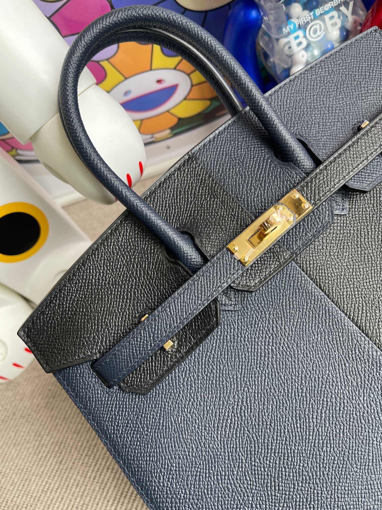 Hermès(爱马仕)Birkin 铂金包 Epsom 原厂掌纹皮 黑色 拼 午夜蓝 内拼 坦桑尼亚蓝 金扣 25cm 顶级手缝-拉尔森鳄鱼皮具定制 - 爱马仕包包官网 Hermès(爱马仕)Birkin 铂金包 Epsom 原厂掌纹皮 黑色 拼 午夜蓝 内拼 坦桑尼亚蓝 金扣 25cm 顶级手缝
