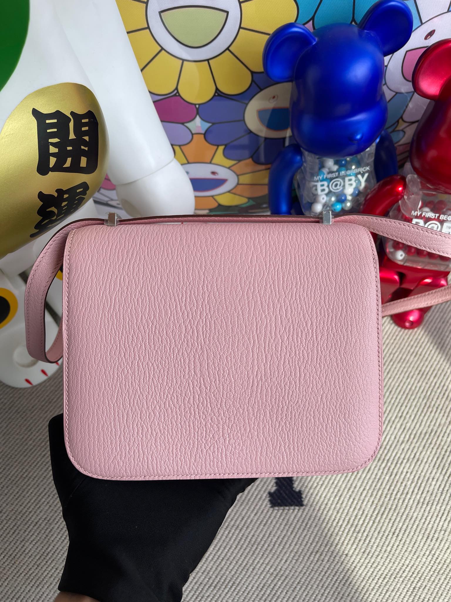 Hermès（爱马仕）Constance 康斯坦斯 Chevre 山羊皮 3Q粉 银扣 18cm 顶级手缝