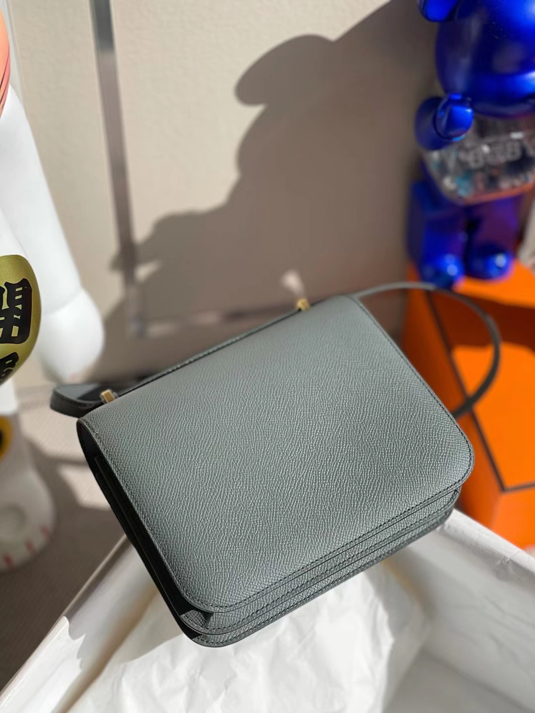 Hermès（爱马仕）Constance 空姐包 Epsom Cc63 杏绿色 金扣 19cm