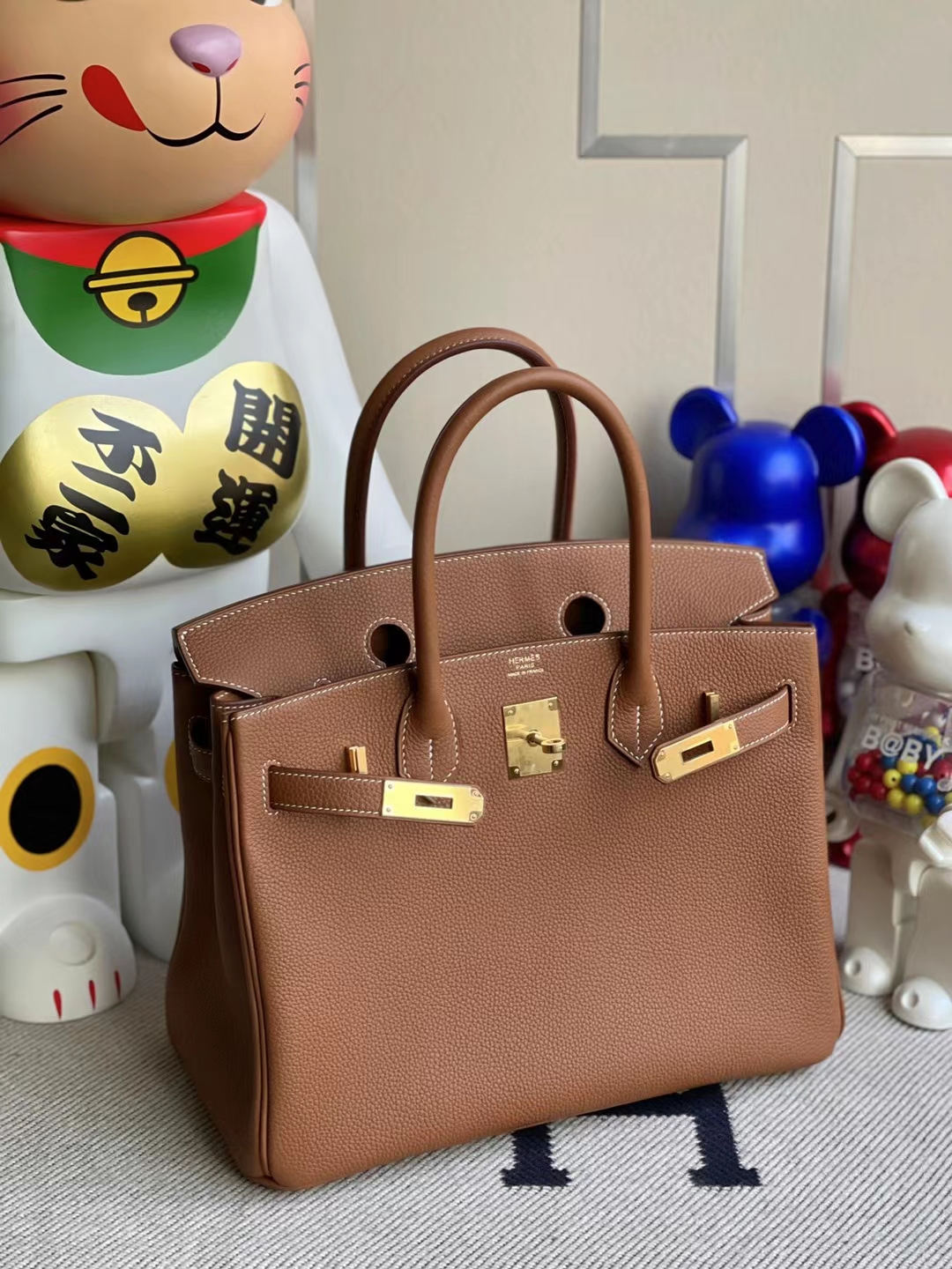 Hermès（爱马仕）Birkin 铂金包 Togo Ck37 金棕色 金扣 30cm 顶级工艺 全手工缝制 stock