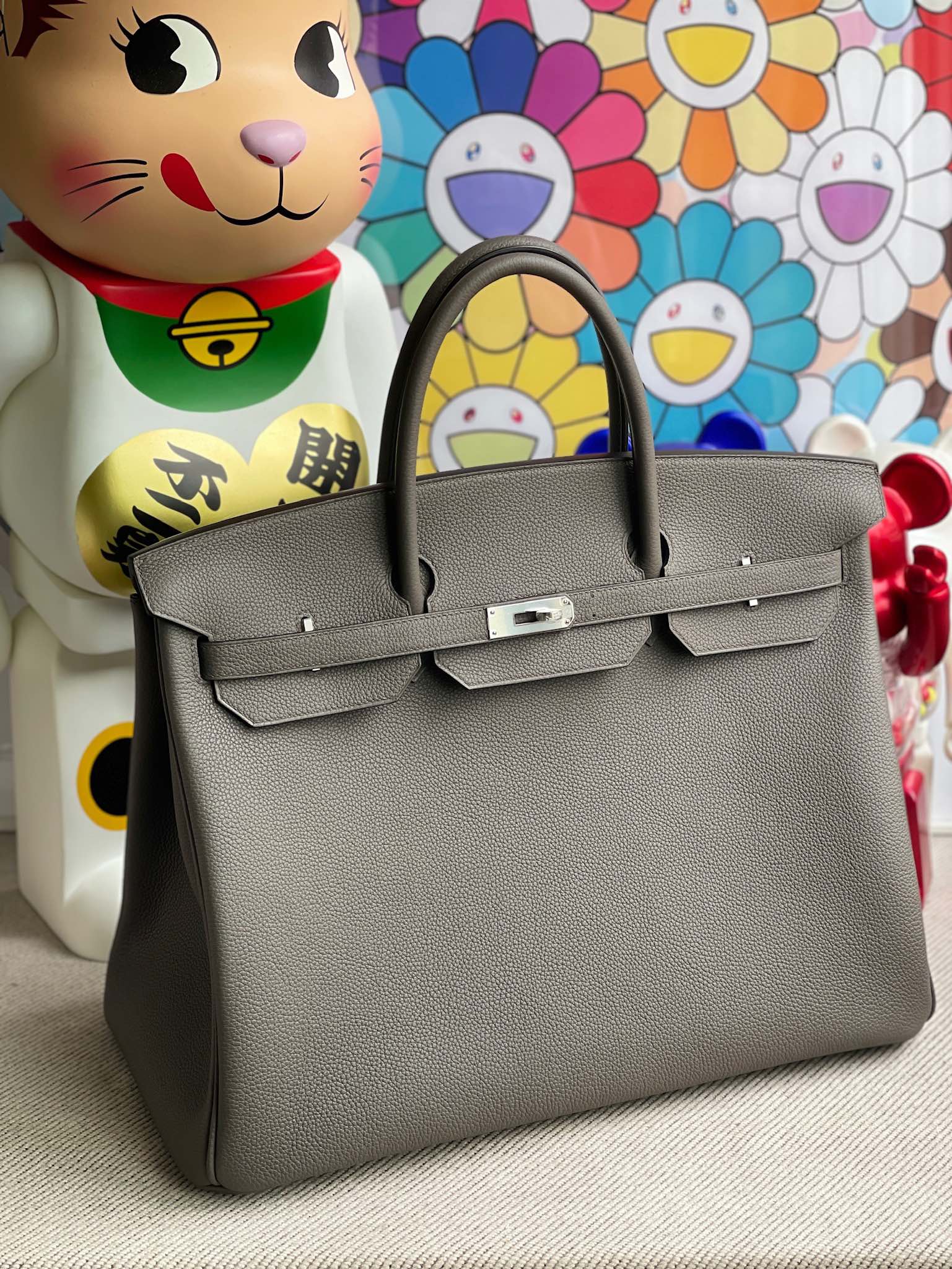 Hermès(爱马仕)Birkin 铂金包 原厂小牛皮 Togo 8F 锡器灰 Etain 银扣 40cm 顶级手缝-拉尔森鳄鱼皮具定制 - 爱马仕包包官网 Hermès(爱马仕)Birkin 铂金包 原厂小牛皮 Togo 8F 锡器灰 Etain 银扣 40cm 顶级手缝