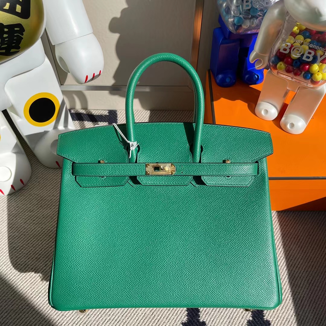 Hermès(爱马仕)Birkin 铂金包 Epsom U4 丝绒绿 金扣 25cm-拉尔森鳄鱼皮具定制 - 爱马仕包包官网 Hermès(爱马仕)Birkin 铂金包 Epsom U4 丝绒绿 金扣 25cm