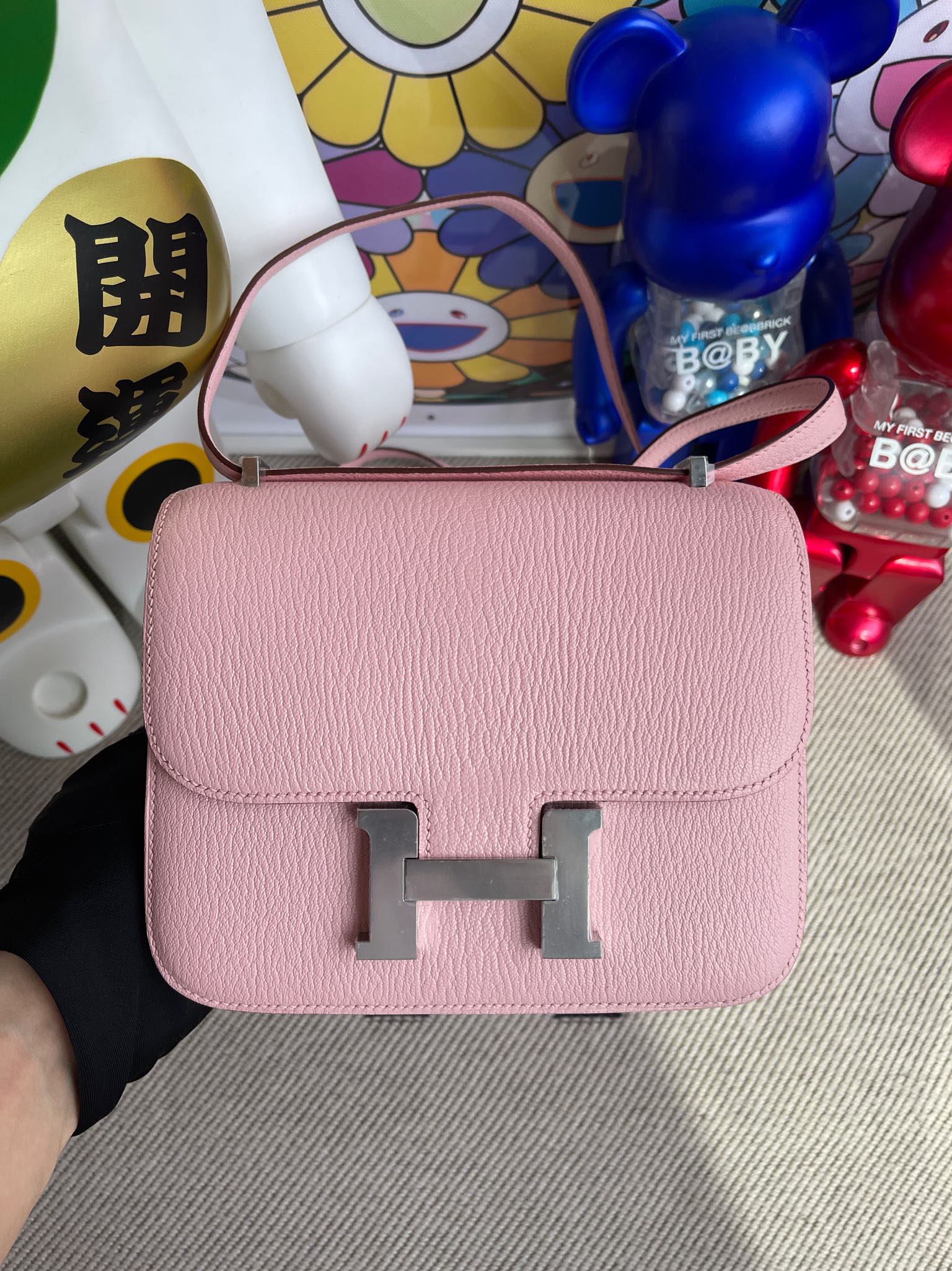 Hermès（爱马仕）Constance 康斯坦斯 Chevre 山羊皮 3Q粉 银扣 18cm 顶级手缝