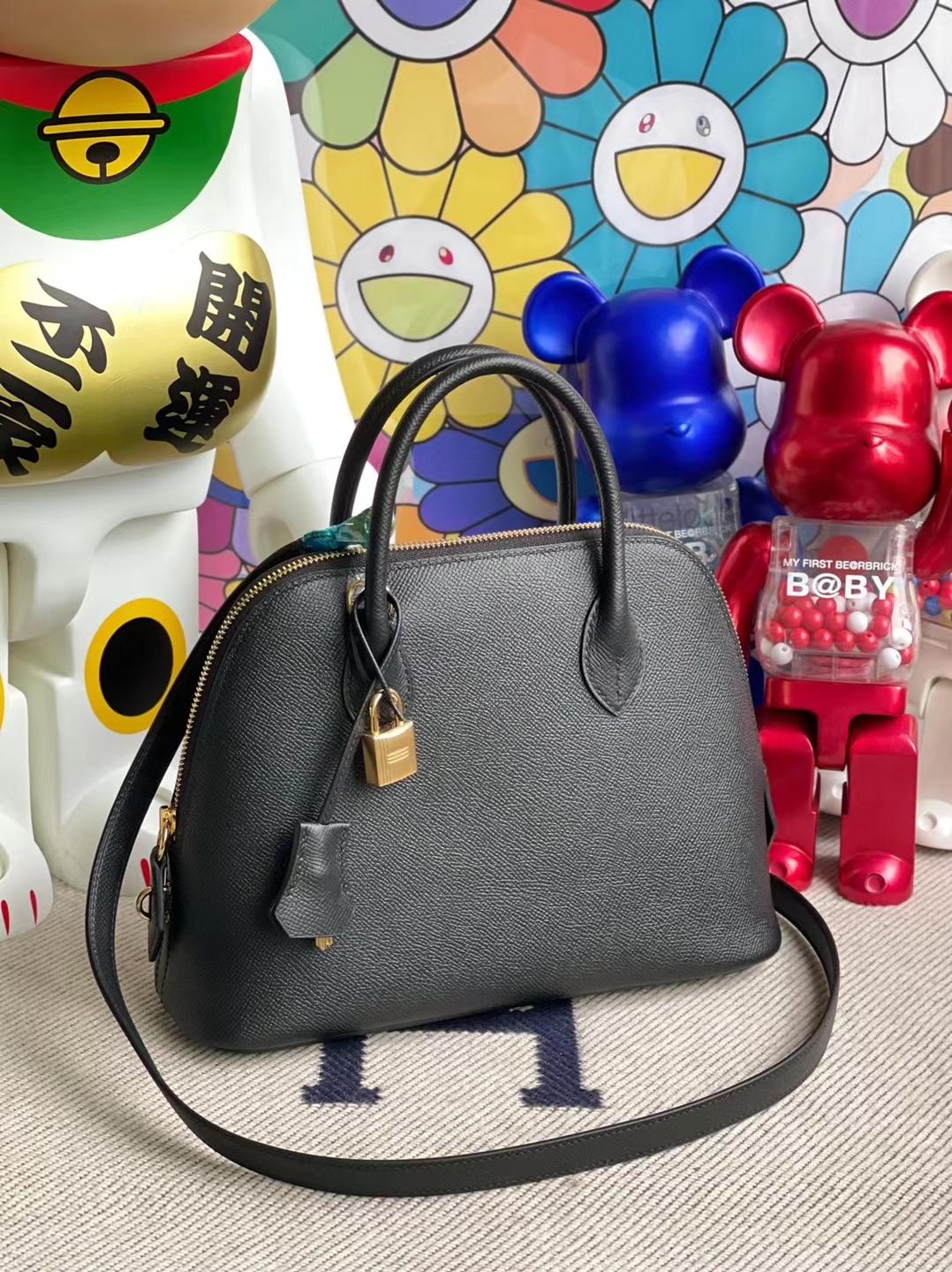 Hermès（爱马仕）Bolide 保龄球包 evercolor Ck89 黑色 金扣 25cm 顶级工艺 全手工缝制