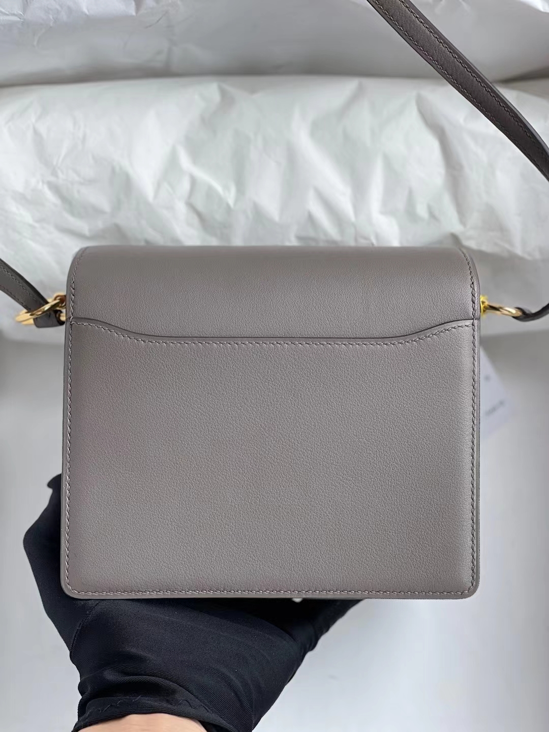 Hermès（爱马仕）Roulis 猪鼻子 Swift M8 沥青灰 金扣 19cm
