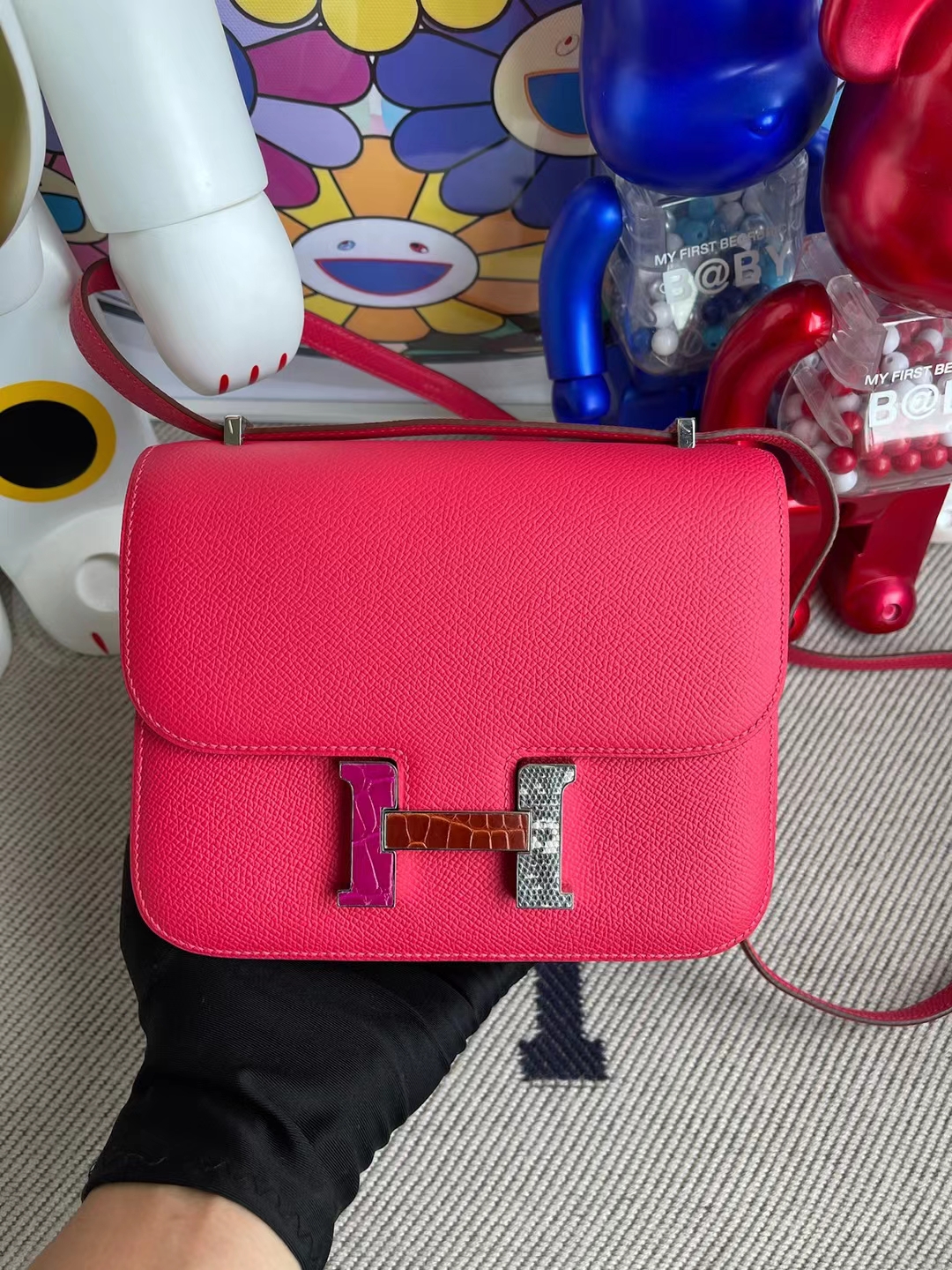 Hermès（爱马仕）Constance 康斯坦斯 Epsom i6 极致粉 多拼色 珐琅扣 19cm