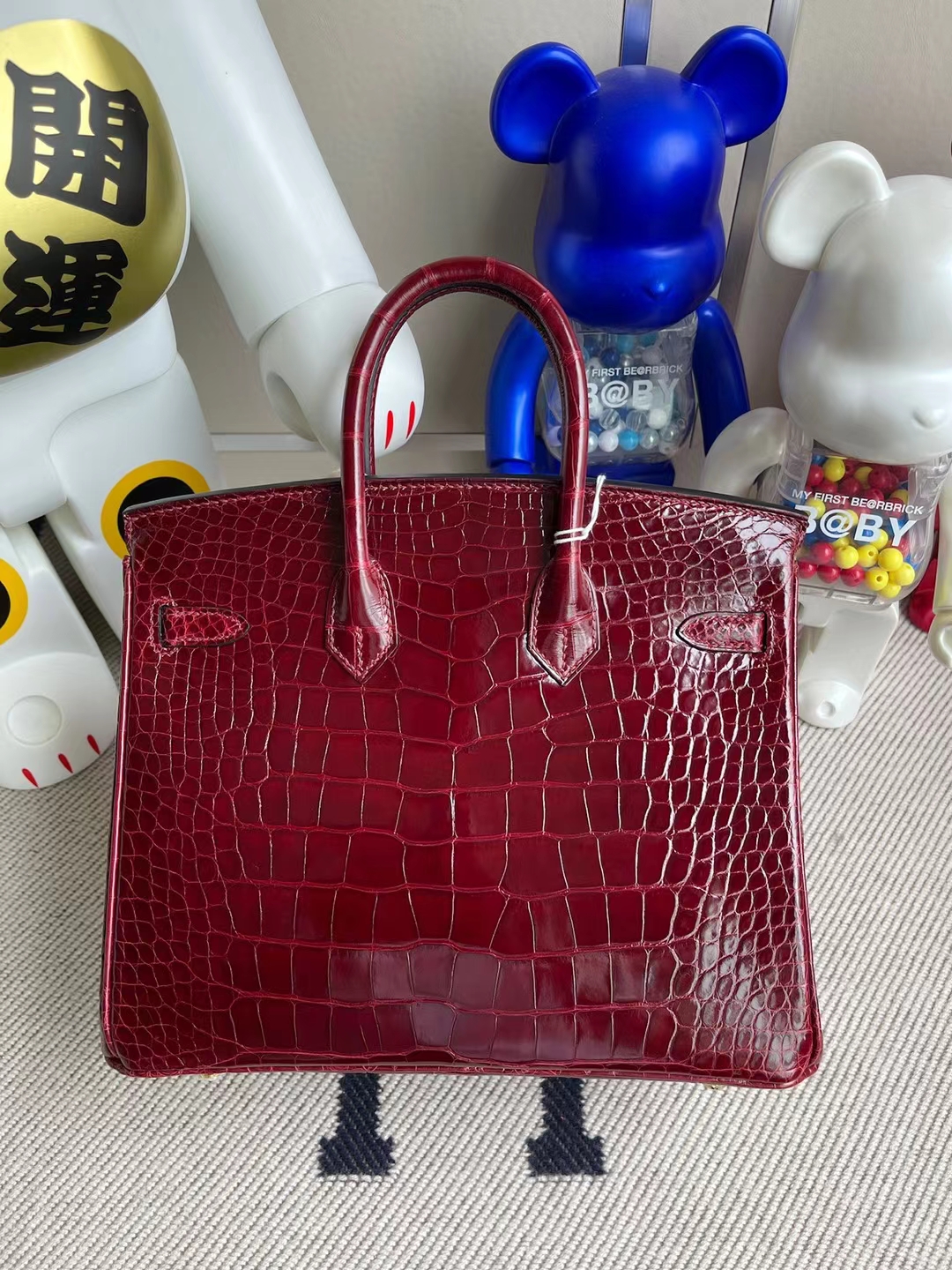 Hermès（爱马仕）Birkin 铂金包 亮面美洲鳄鱼 F5 勃艮第酒红 shiny alligator crocodile 金扣 25cm