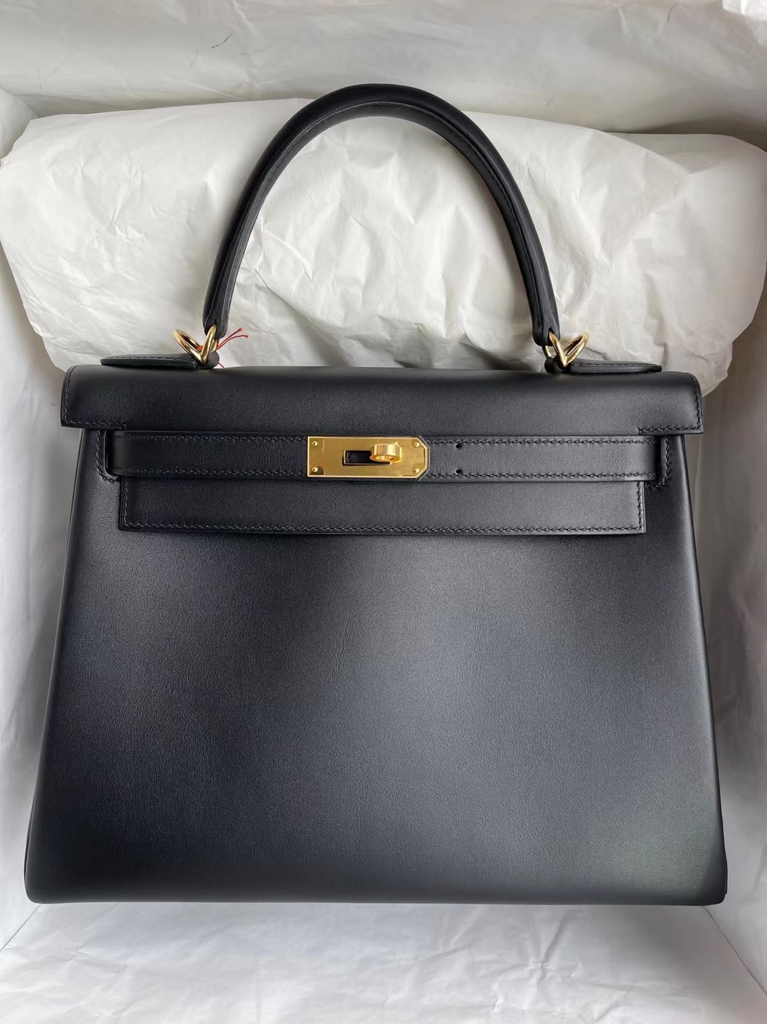 Hermès（爱马仕）Kelly 凯莉包 Jonathan Ck89 黑色 金扣 28cm