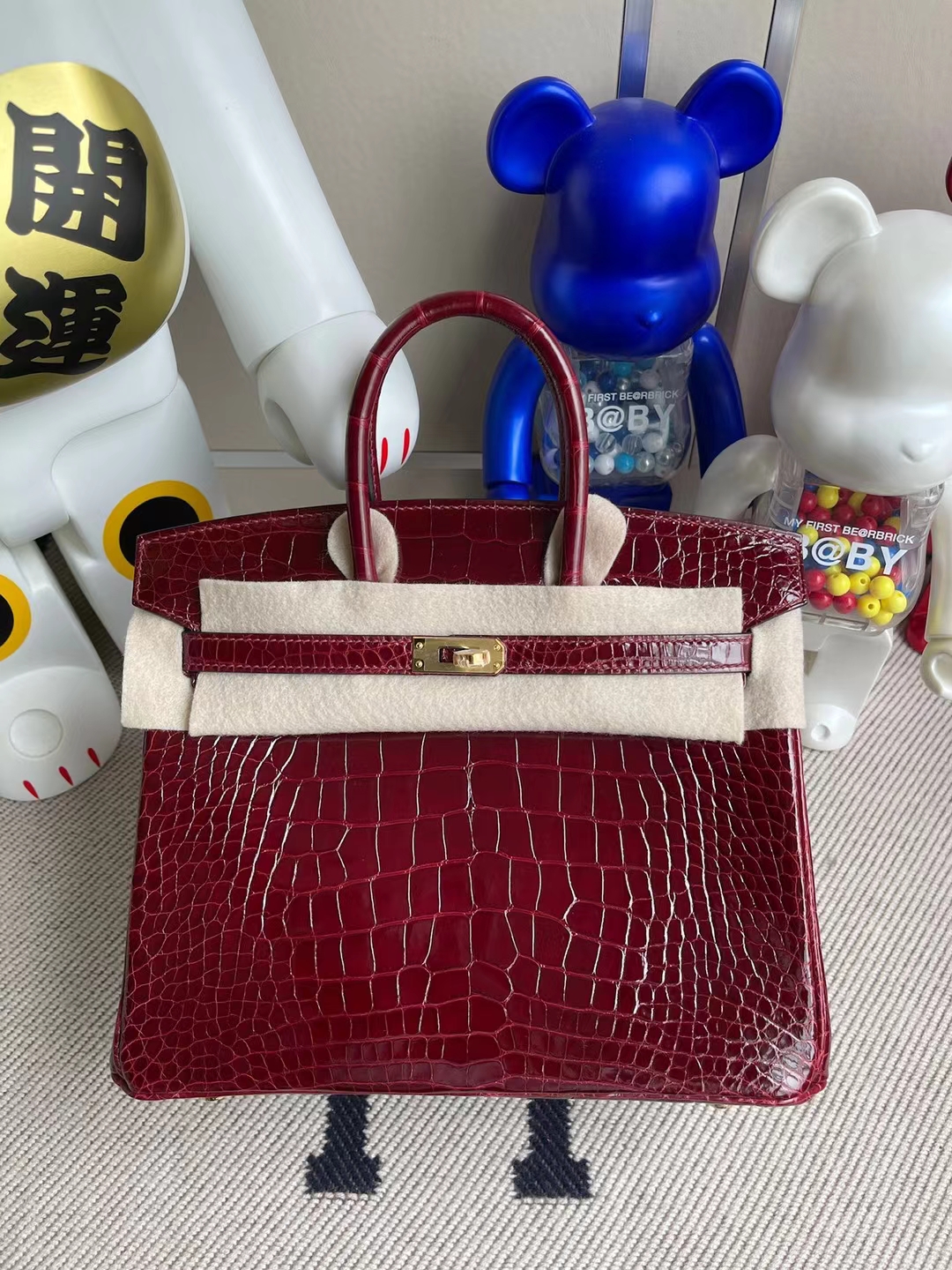 Hermès（爱马仕）Birkin 铂金包 亮面美洲鳄鱼 F5 勃艮第酒红 shiny alligator crocodile 金扣 25cm