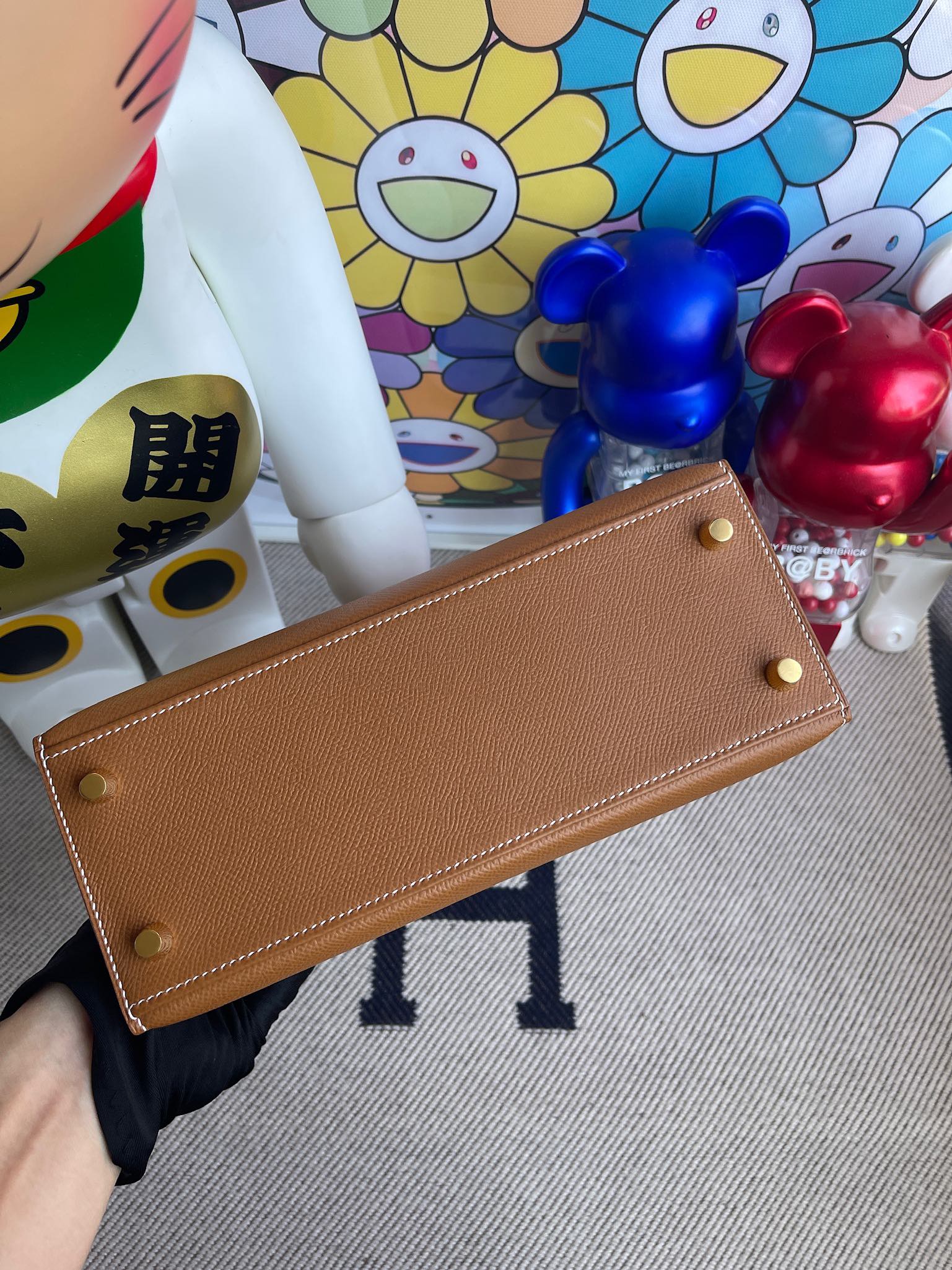 Hermès（爱马仕）Kelly 凯莉包 Epsom 原厂掌纹皮 ck37 金棕色 Gold 金扣 25cm 顶级手缝