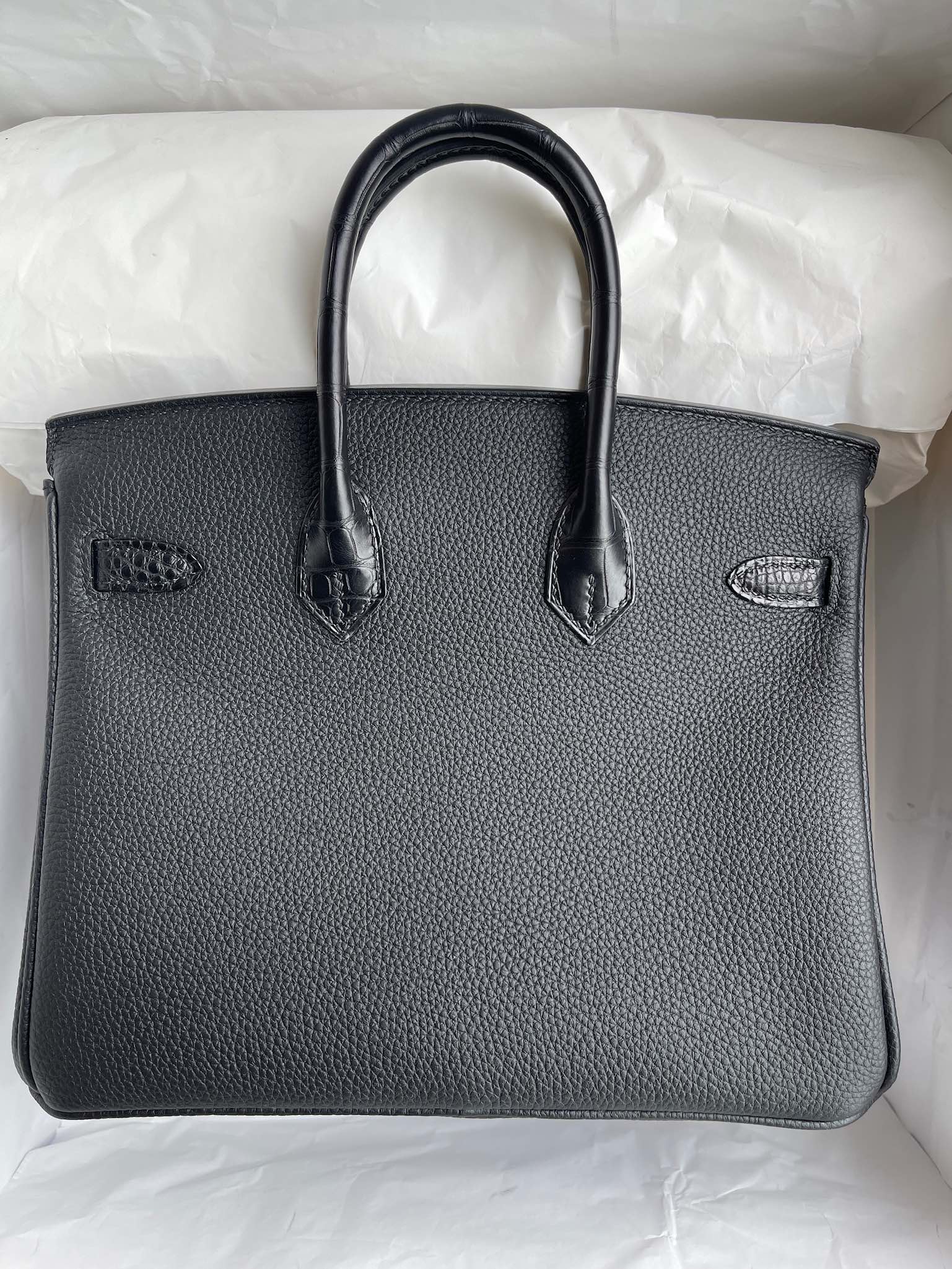 Hermès（爱马仕）Touch 系列 Birkin 铂金包 ck89 黑色 Noir 雾面鳄鱼 银扣 25cm 顶级手缝