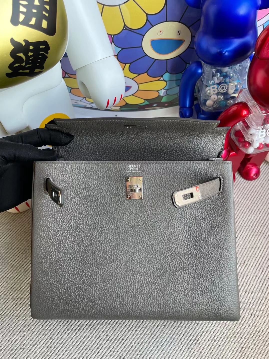 Hermès（爱马仕）Kelly 凯莉包 Togo 8F 锡器灰 银扣 25cm