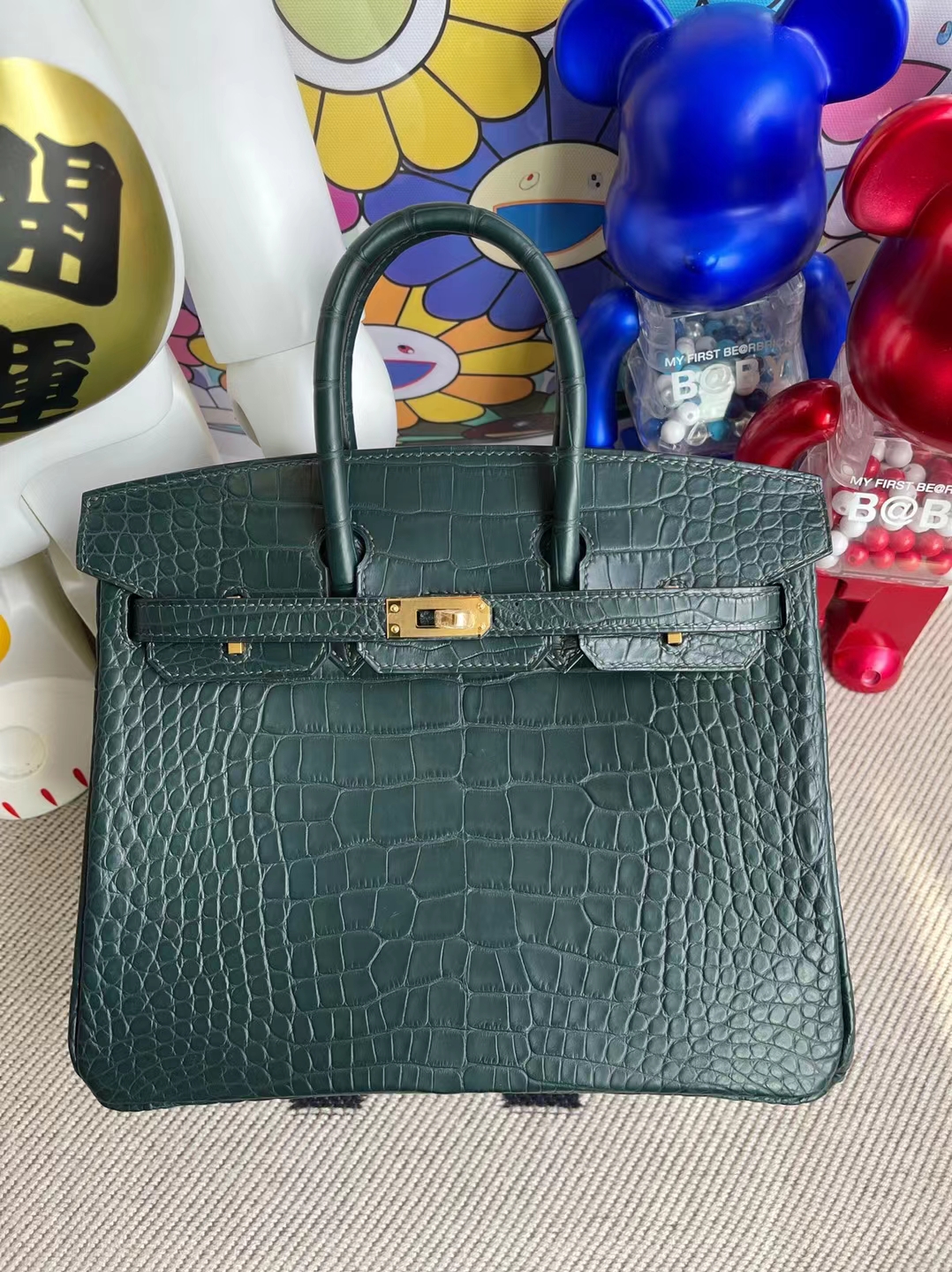 Hermès（爱马仕）Birkin 铂金包 雾面美洲鳄 V0 卢俊绿 matte alligator crocodile 金扣 25cm