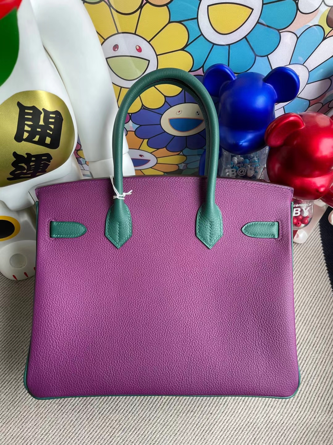 Hermès(爱马仕)Birkin 铂金包 Togo 7T 电光蓝 拼 P9 海葵紫 拼 Z6 孔雀绿 银扣 30cm-拉尔森鳄鱼皮具定制 - 爱马仕包包官网 Hermès(爱马仕)Birkin 铂金包 Togo 7T 电光蓝 拼 P9 海葵紫 拼 Z6 孔雀绿 银扣 30cm