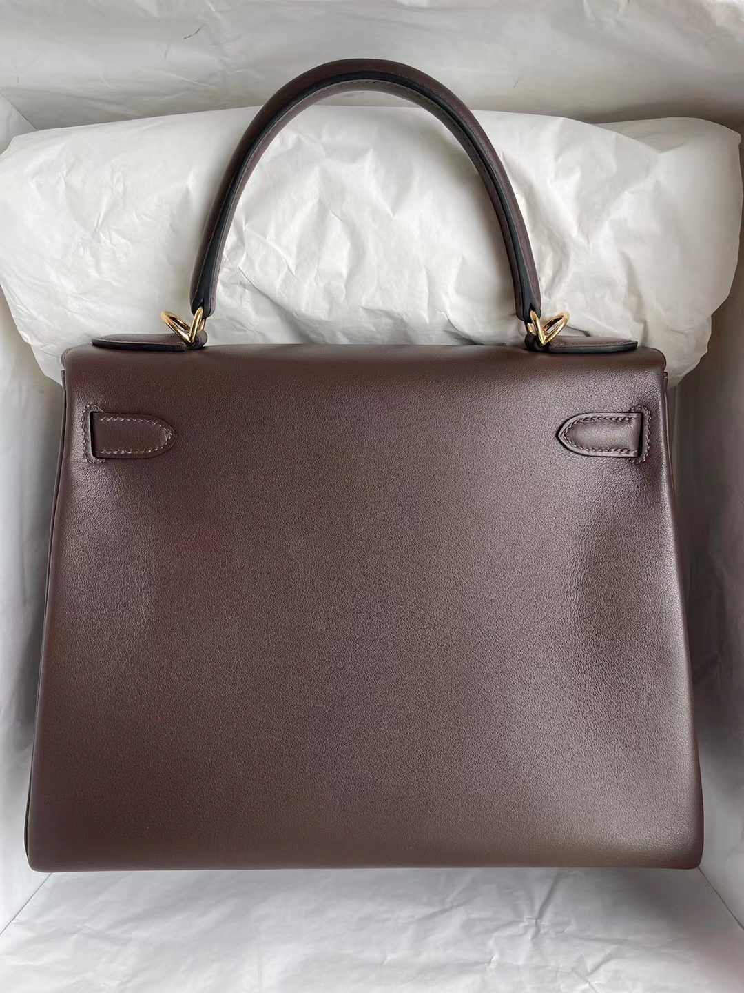 Hermès（爱马仕）Kelly 凯莉包 Swift Ck47 巧克力 金扣 28cm 订制