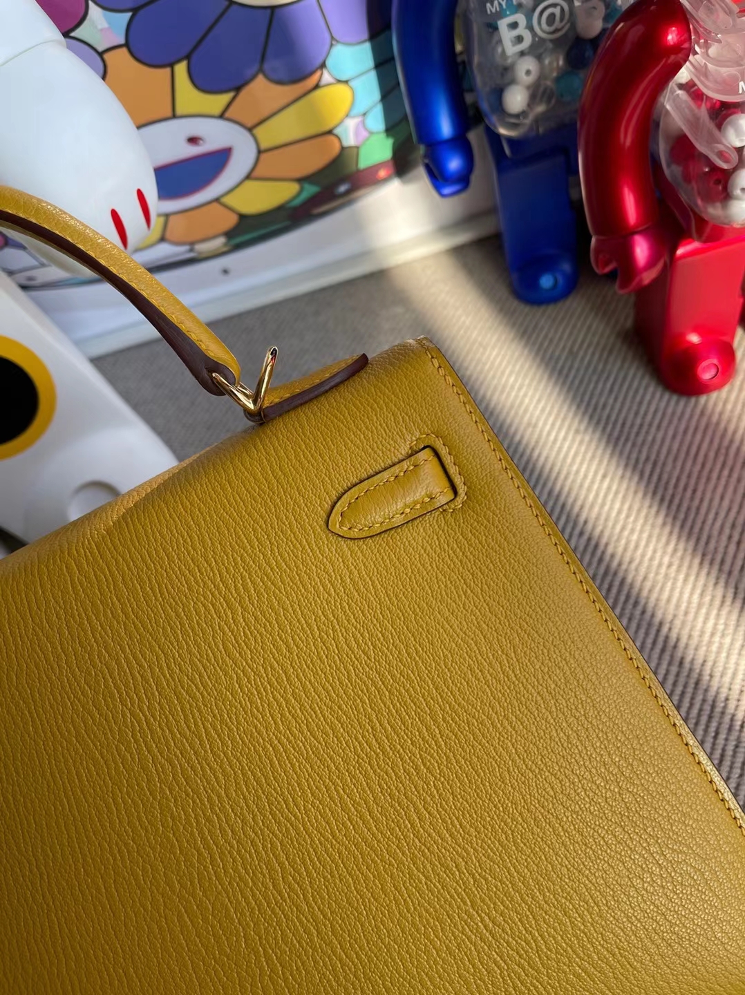 Hermès（爱马仕）Kelly 凯莉包 Chevre 进口山羊皮 9D 琥珀黄 金扣 25cm 订制