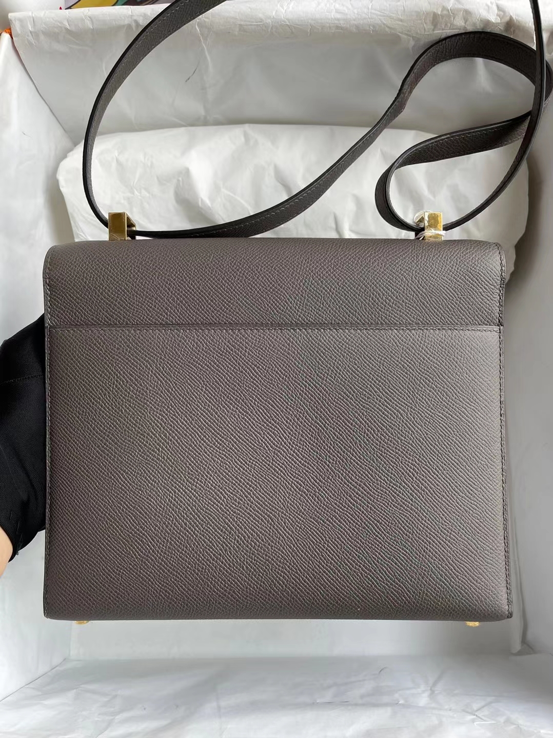 Hermès（爱马仕）Verrou 机枪包 Epsom 8F 锡器灰 金扣 stock 21cm