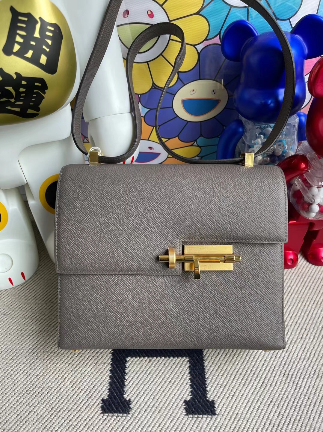 Hermès（爱马仕）Verrou 机枪包 Epsom 8F 锡器灰 金扣 stock 21cm