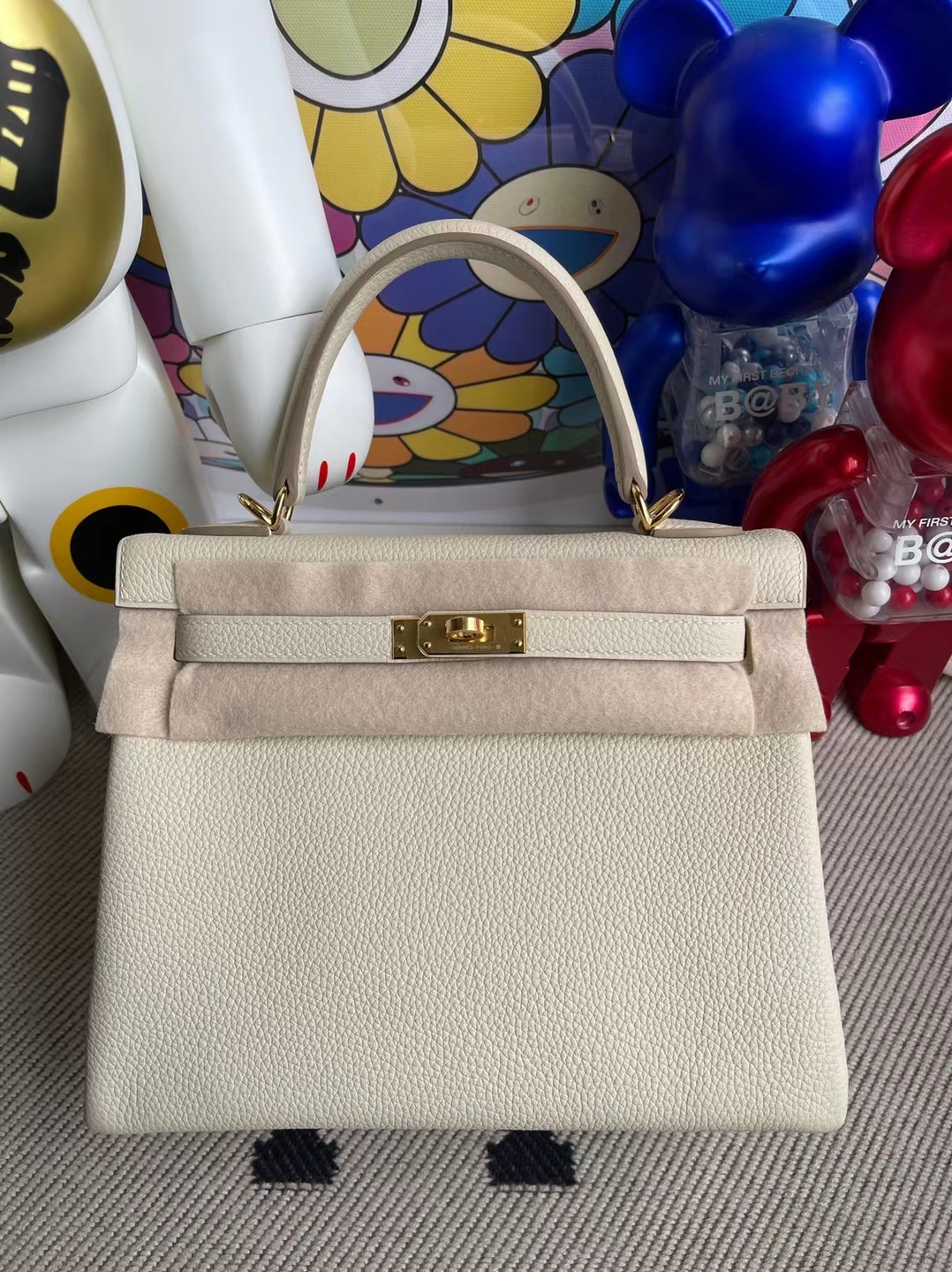 Hermès（爱马仕）Kelly 凯莉包 Togo Ck10 奶昔白 金扣 25cm