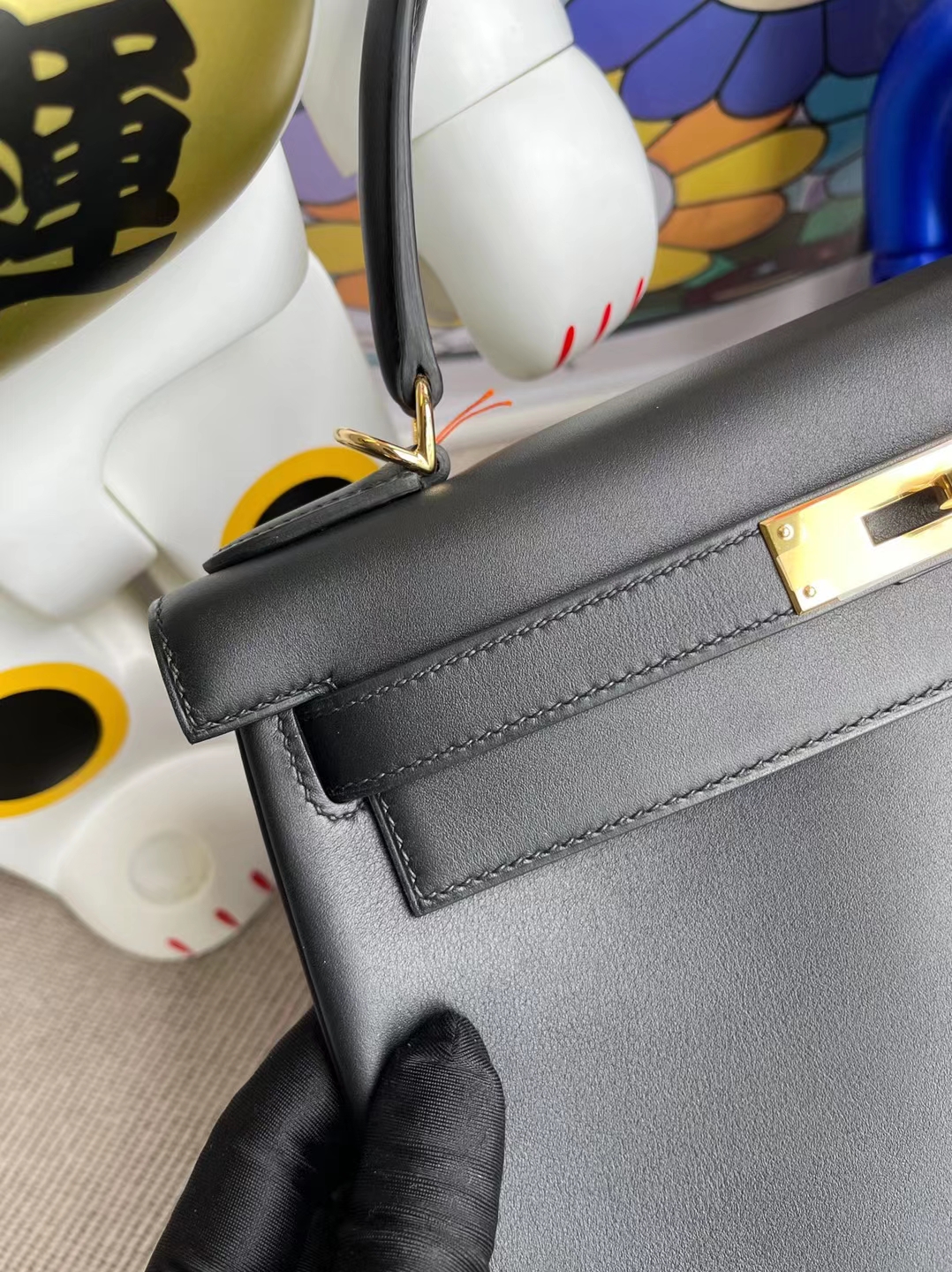 Hermès（爱马仕）Kelly 凯莉包 Jonathan Ck89 黑色 金扣 28cm